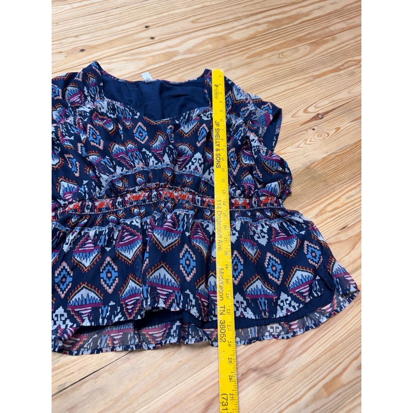 Old Navy Old Navy Top Blue V-Neck Blouse Smocked Waist Women’s 2X Size XXL / US 16-18 / IT 52-54 - 8 Thumbnail