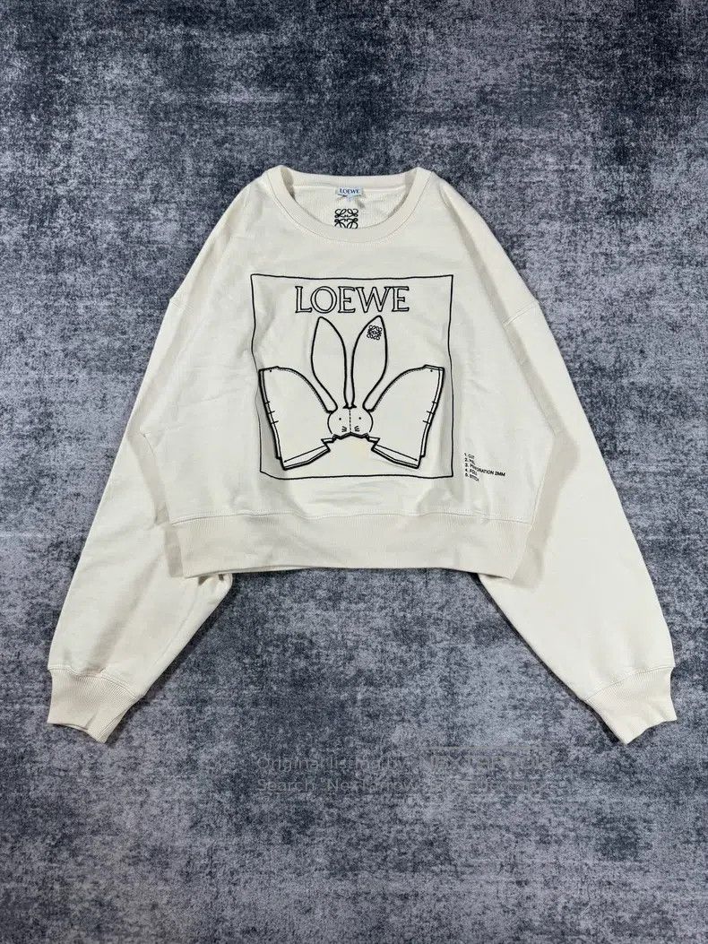 Loewe Loewe Ivory White Rabbit Embroidered Logo Short Hoodie Size S / US 4 / IT 40 - 1 Thumbnail