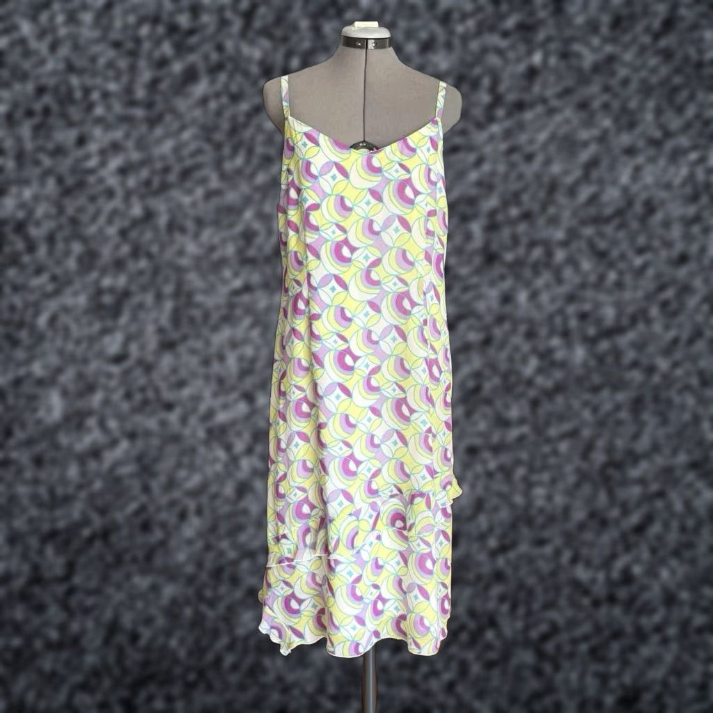 Johnny Was VINTAGE Johnny Was Dress Geometric Silk Midi Ruffled Layer Y2K Bohemian L Womens Size L / US 10 / IT 46 - 1 Thumbnail