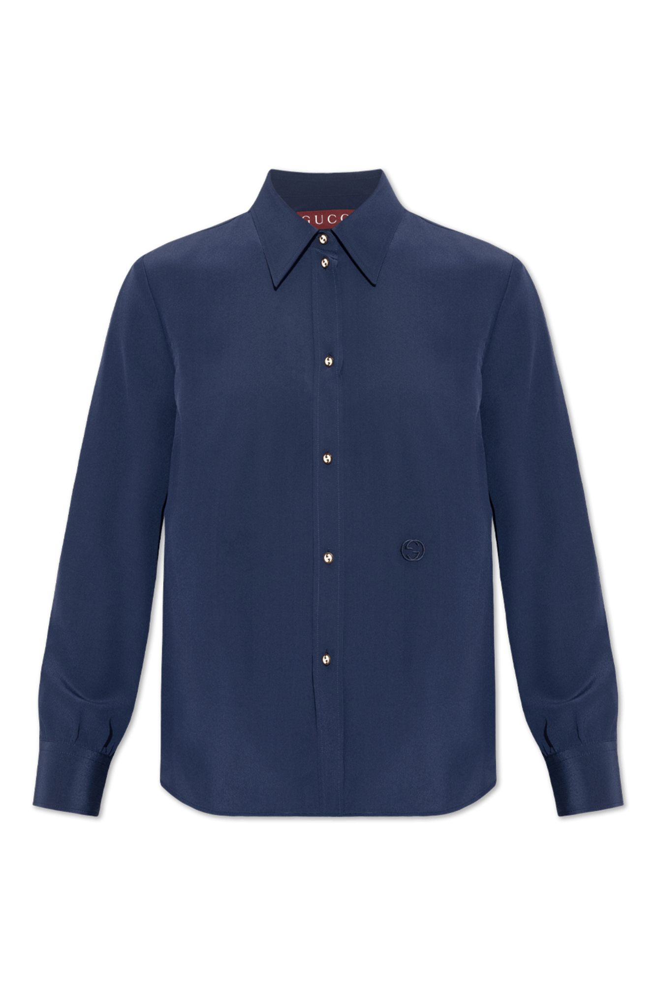 Gucci o1la5ras0526 Silk Crêpe De Chine Shirt in Blue Size L / US 10 / IT 46 - 1 Thumbnail
