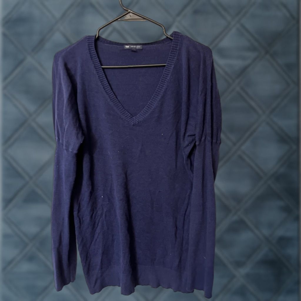 Gap Gap Cashmere Blend Sweater Women's Medium Blue Vneck Long Sleeve Lightweight Size M / US 6-8 / IT 42-44 - 1 Thumbnail