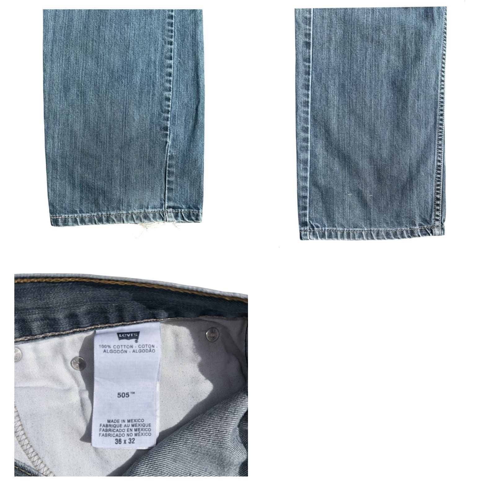 Levi's VINTAGE Levi's 505 Jeans Distressed Grunge Denim Men 36x32 Blue Straight 32in Inseam Mens Size US 36 / EU 52 - 8 Thumbnail