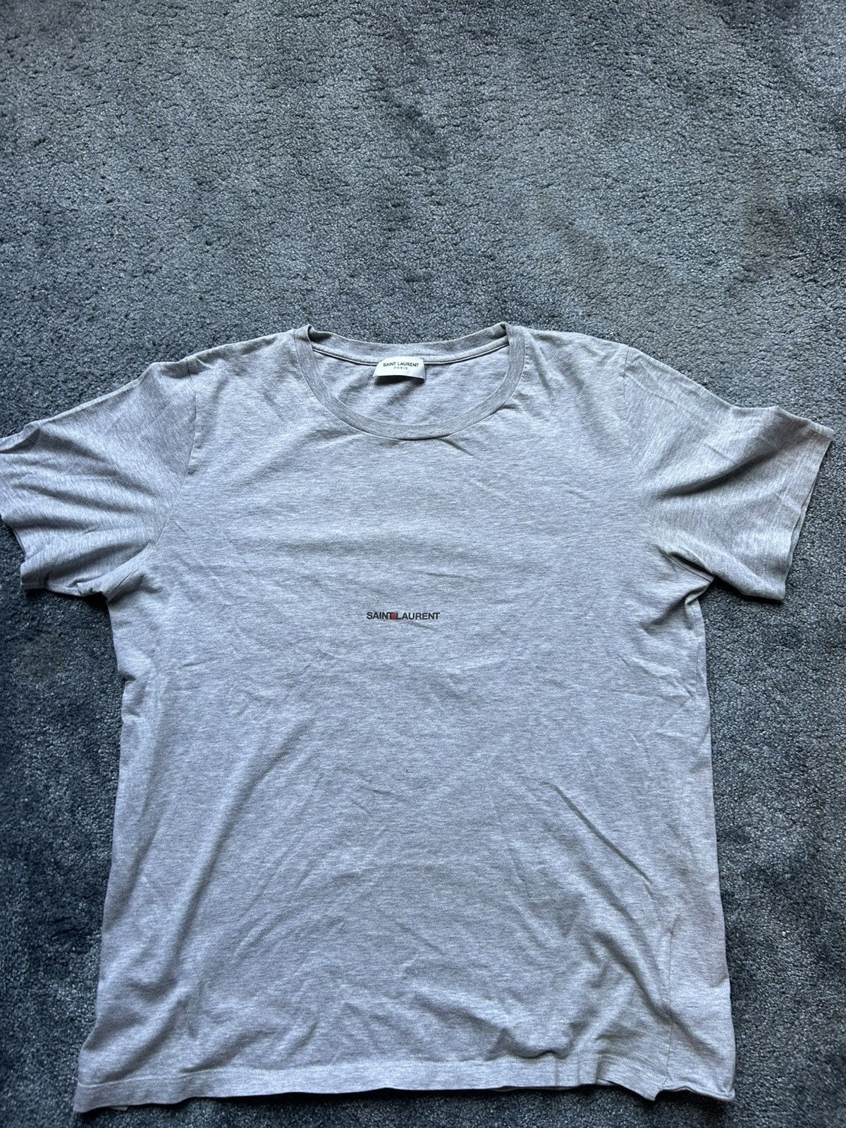 Saint Laurent Paris Saint Laurent Paris Logo T-Shirt Grey Made in Italy Size US M / EU 48-50 / 2 - 2 Thumbnail