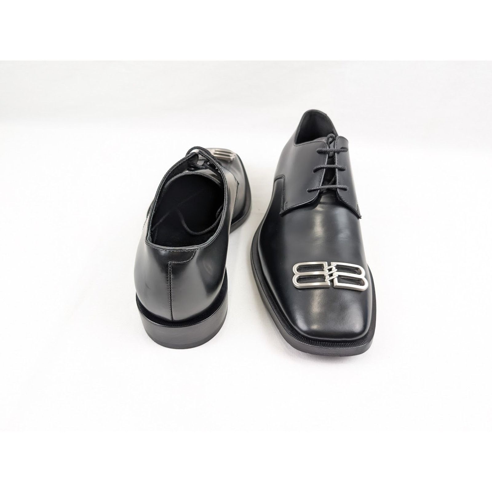 Balenciaga o1rshd1 Smooth Rim BB Icon Derbie Shoes in Black Size US 10 / EU 43 - 18 Thumbnail