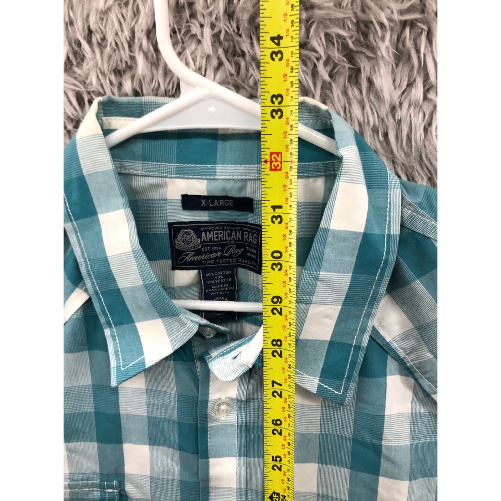 Vintage American Rag Shirt Size XL Mens Light Blue Plaid Long Sleeve Spread Collar Size US XL / EU 56 / 4 - 5 Thumbnail