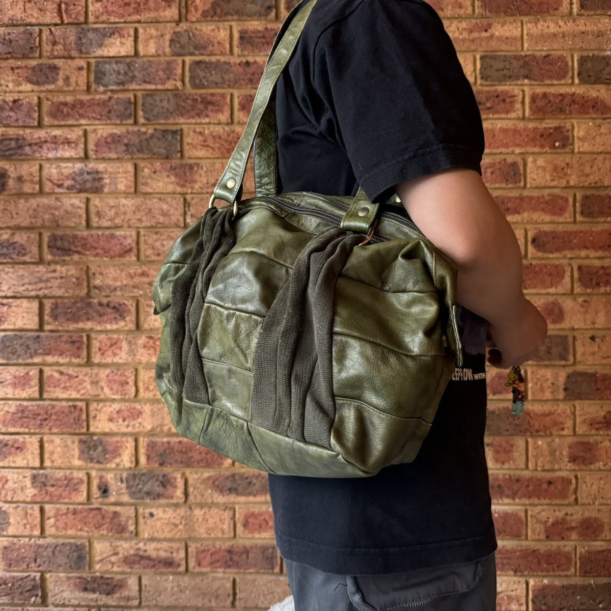 Other Olive green leather shoulder bag made in Italy Size ONE SIZE - 3 Thumbnail
