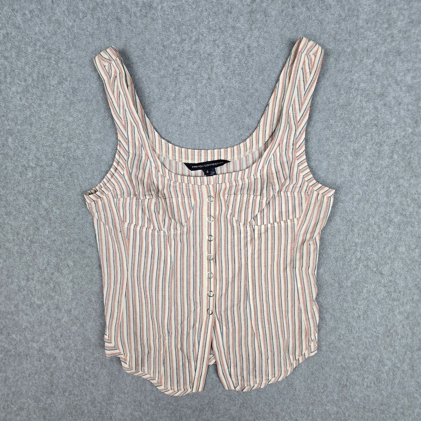 French Connection French Connection 4 Stripe Corset Tank Top Snap Buttons Size S / US 4 / IT 40 - 1 Thumbnail