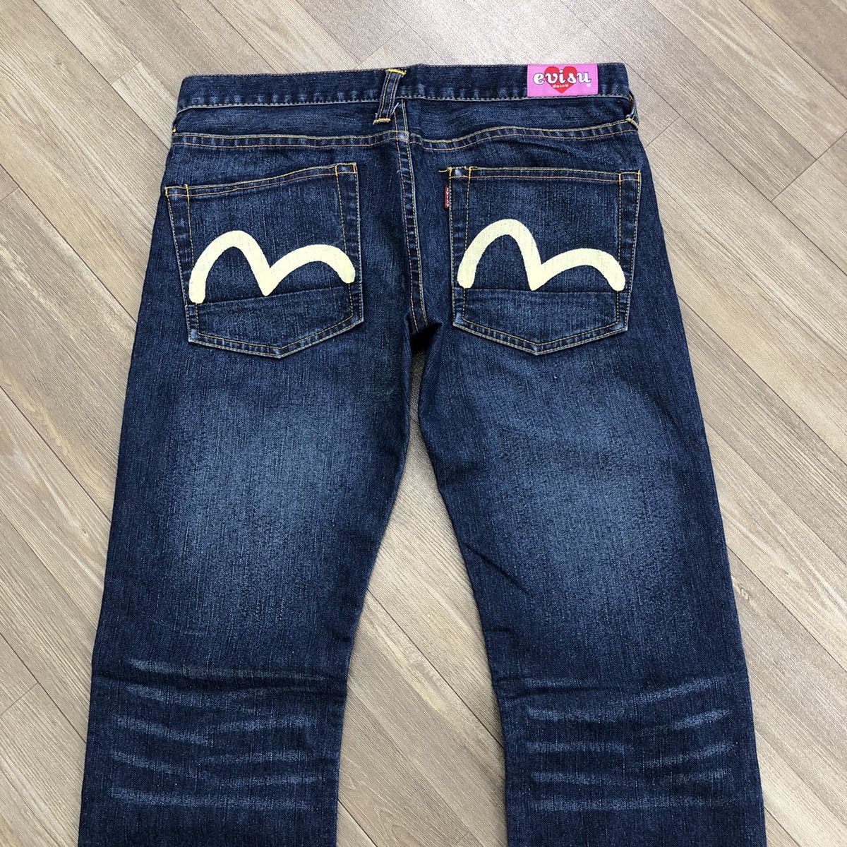 Evisu × Japanese Brand × Vintage 2000s Evisu Donna Pink Logo Faded Blue Jeans Pants Size 29" - 2 Thumbnail
