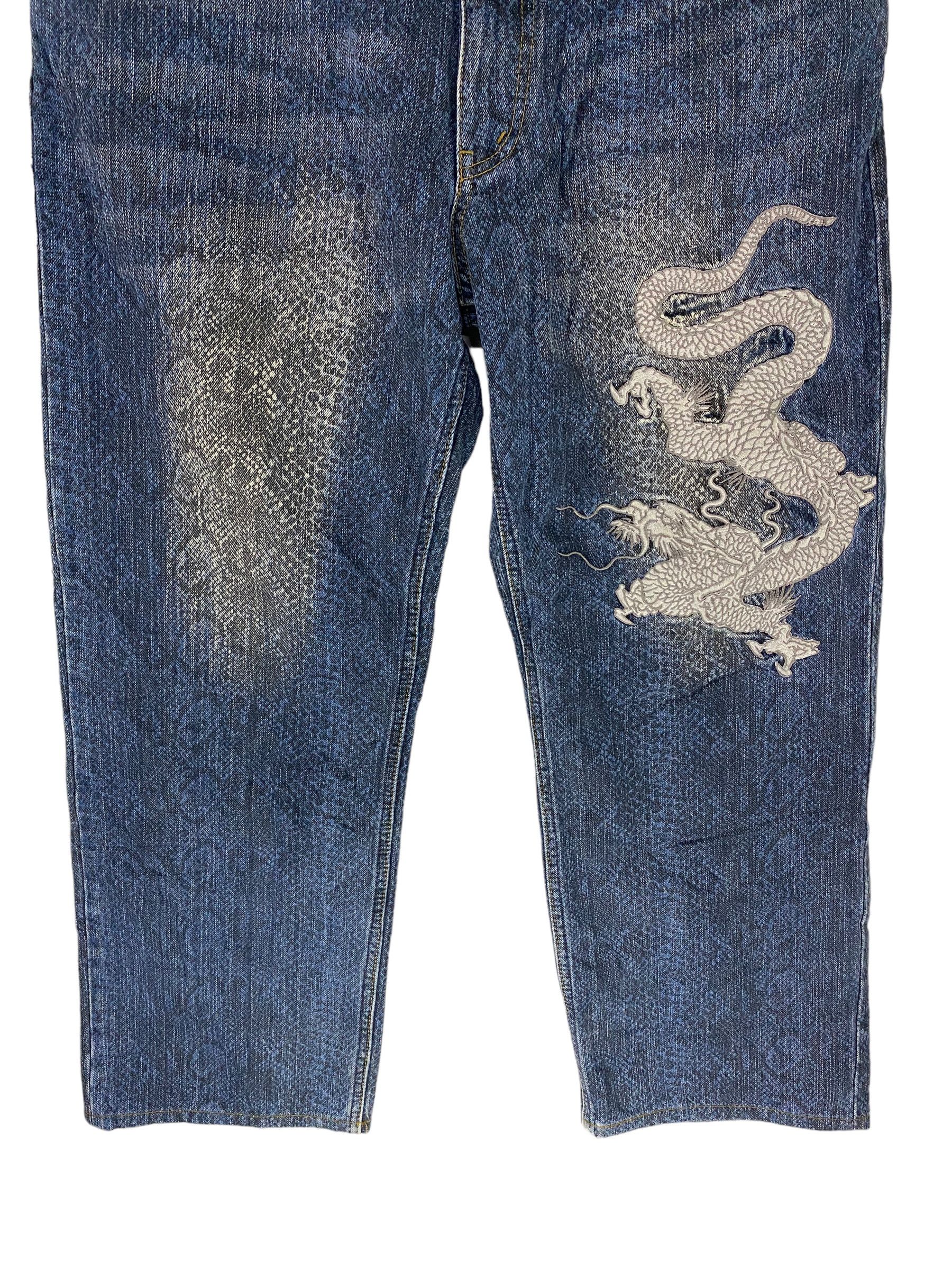 Japanese Brand Karakuri snake pattern embroidered dragon multipocket jeans Size US 35 - 4 Thumbnail
