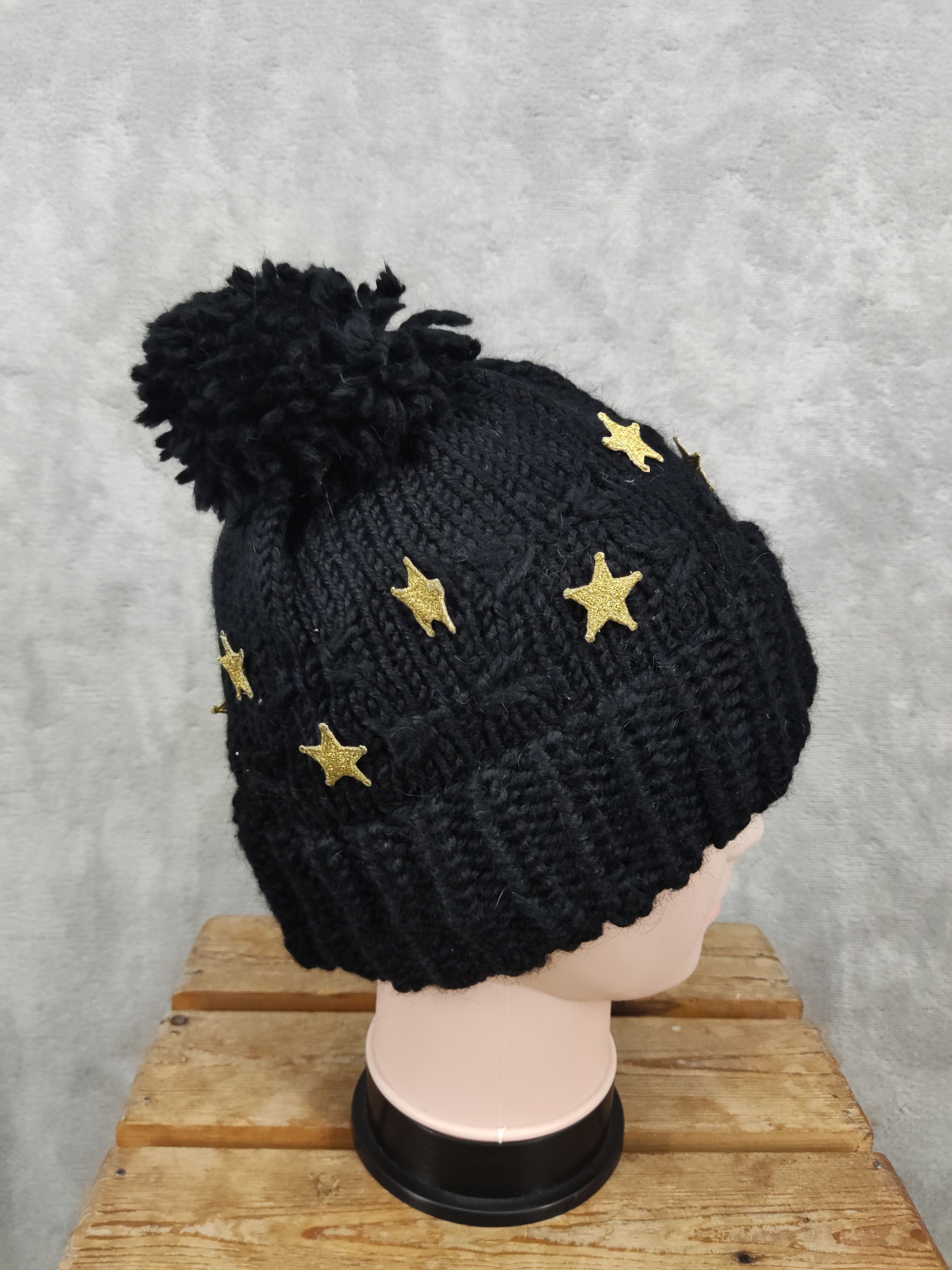 CA4LA Japanese Brand Ca4la Black Crochet Beanie Hat Size ONE SIZE - 3 Thumbnail