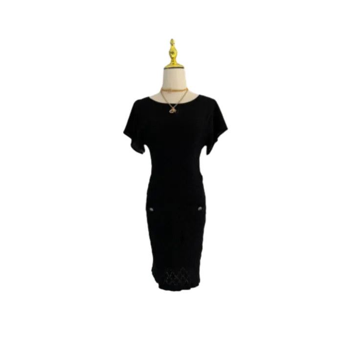black quilted chanel dress Felisara black bowknot midi dress main image 1