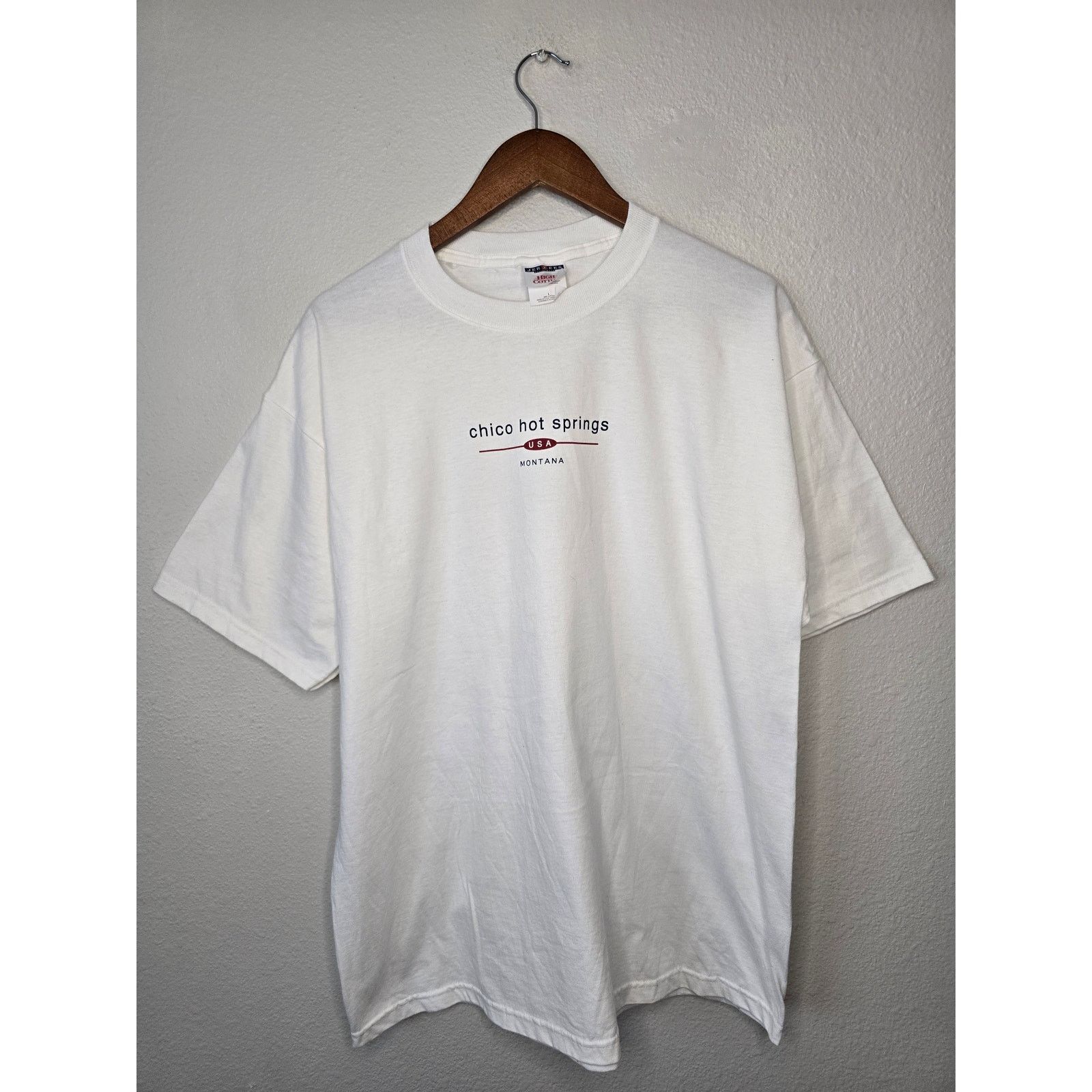 Jerzees × Vintage Vintage Montana Shirt Chico Hot Springs USA White L Tee 90s Size US L / EU 52-54 / 3 - 1 Thumbnail
