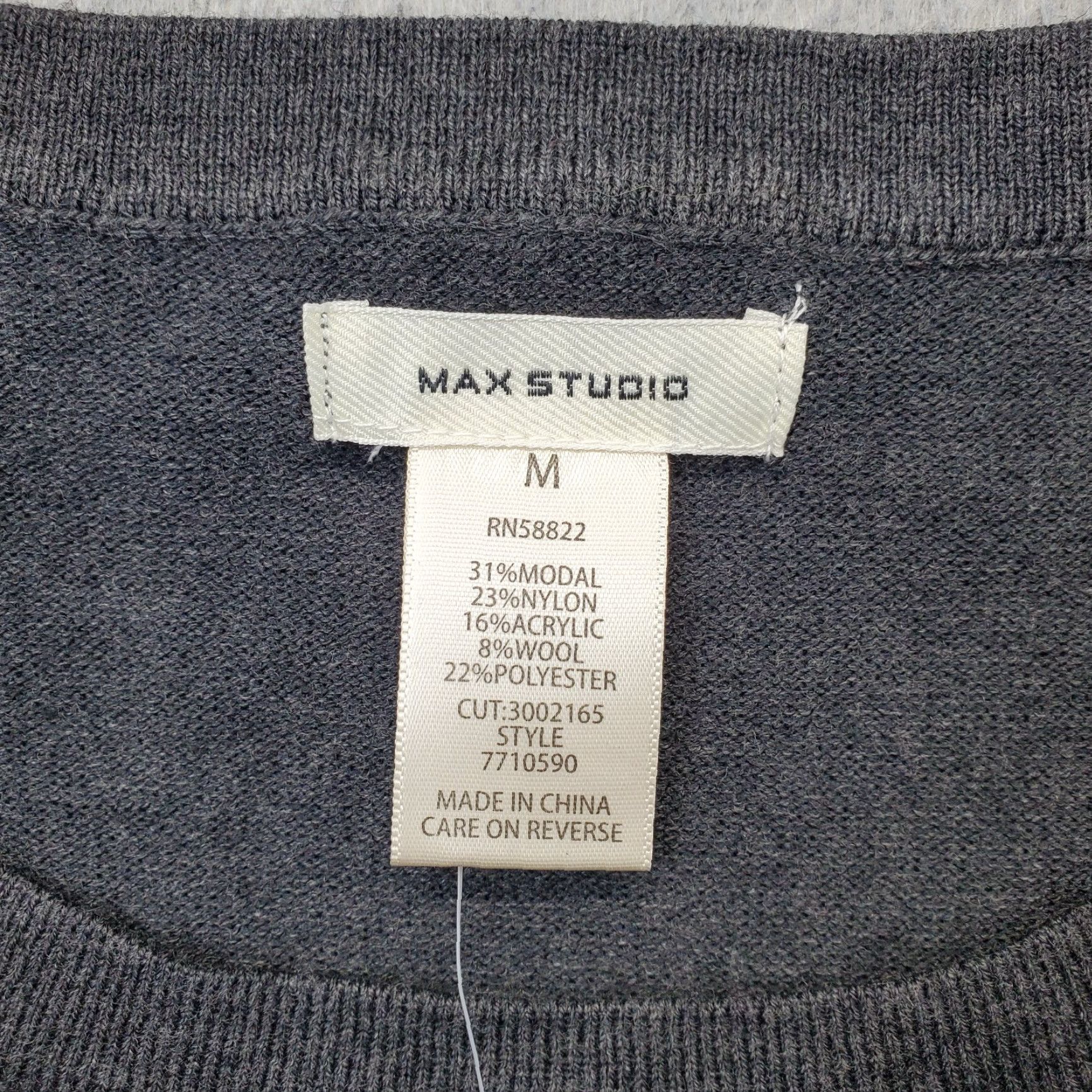 Vintage Max Studio Sweater Womens Size M Gray Knit Curved Hem Tie Bell Sleeve Pullover Size M / US 6-8 / IT 42-44 - 6 Thumbnail