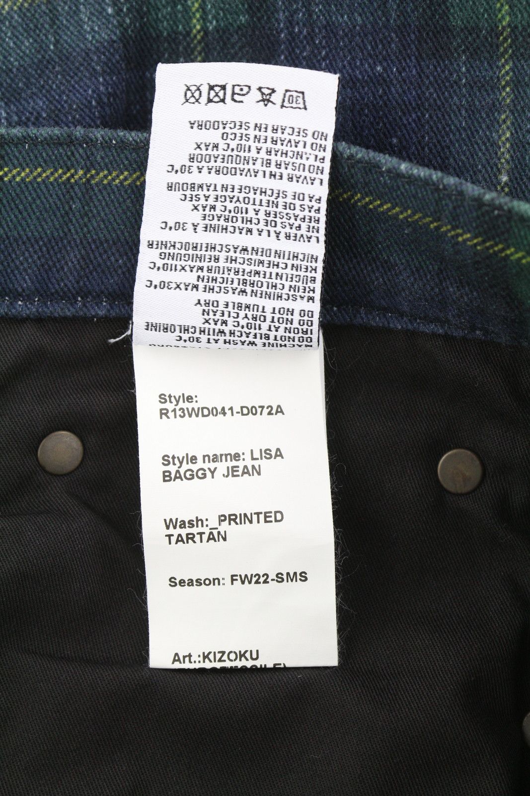 R13 LISA BAGGY 27 Tartan Wide Faded Jeans 88530 Size 27" / US 4 / IT 40 - 9 Thumbnail