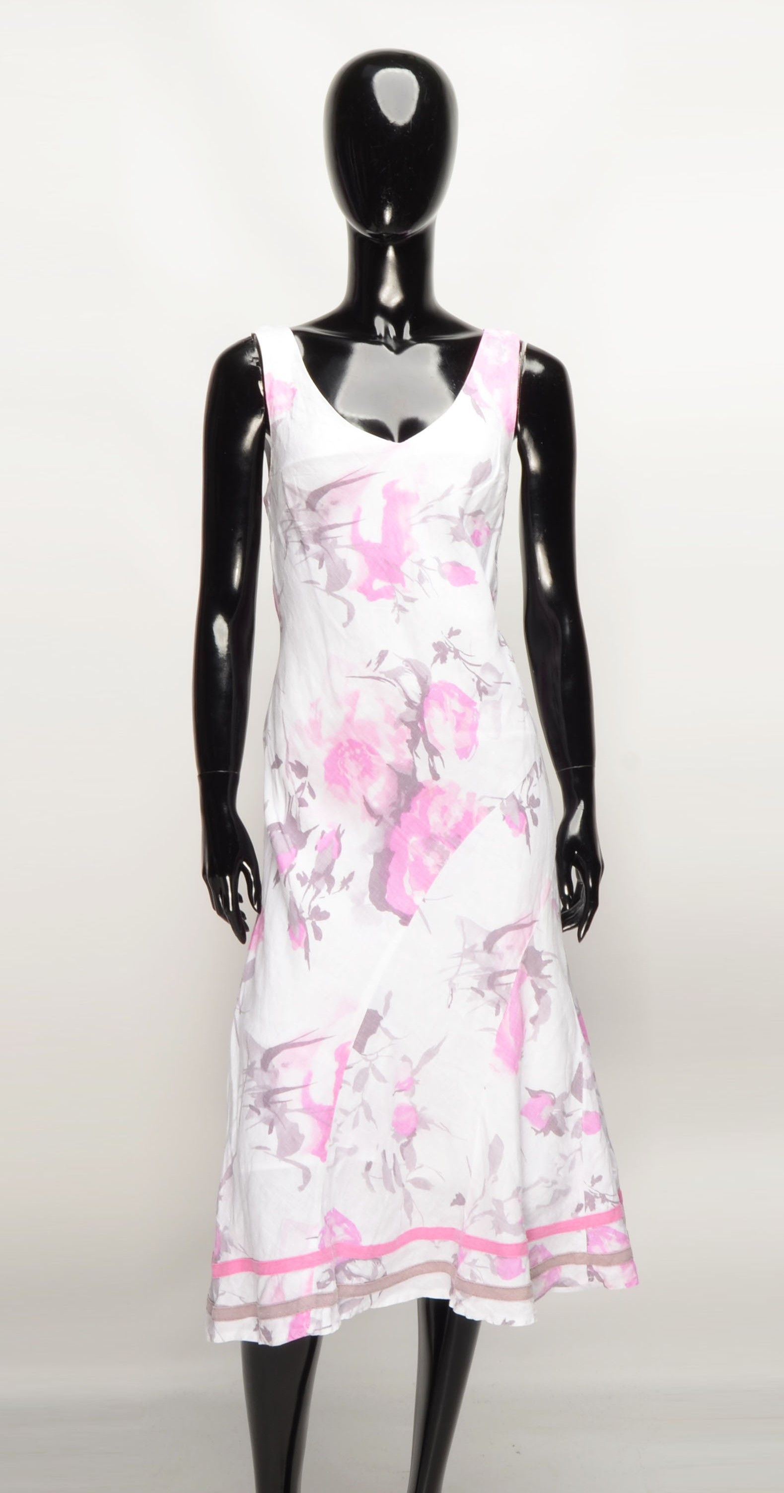 Designer Per Una Y2K 2000s Floral Linen Cottagecore Fairy Dress Size M / US 6-8 / IT 42-44 - 1 Thumbnail