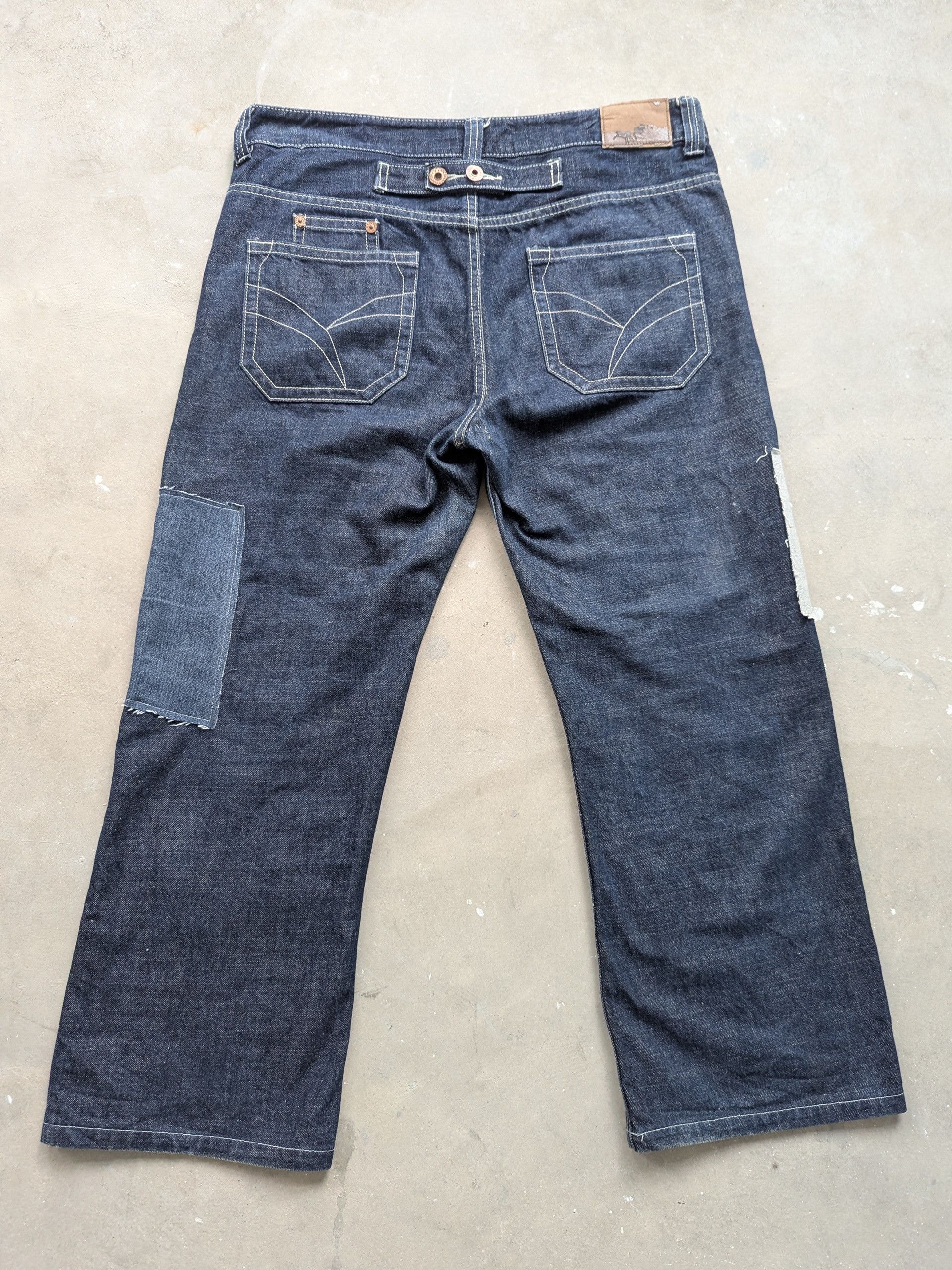 Japanese Brand × Vintage Vintage Buckle Back Denim Patchwork Custom Made Size US 38 / EU 54 - 14 Thumbnail