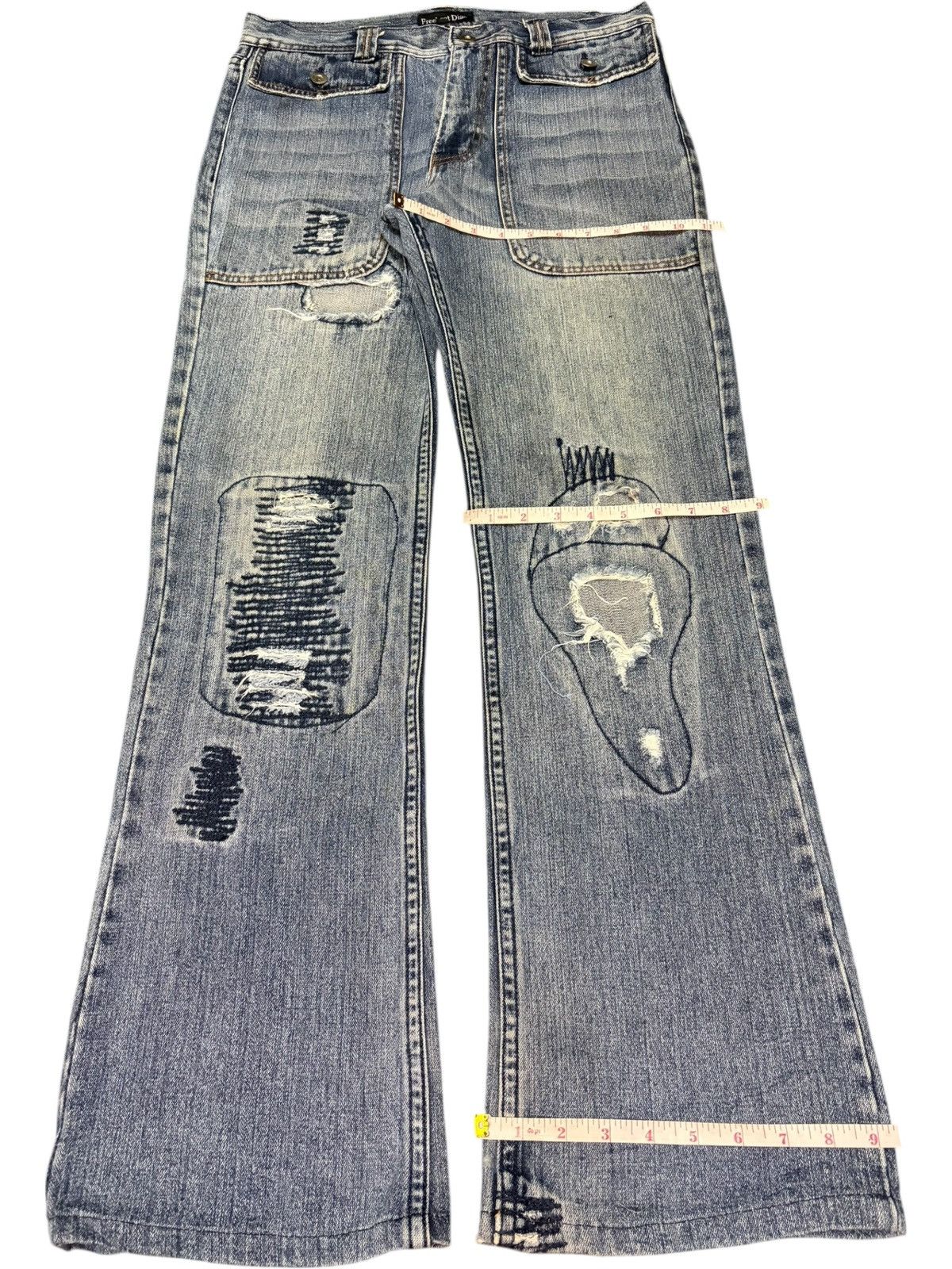 If Six Was Nine Vintage Japanese Brand Patch Distress Flare Jeans Size US 32 / EU 48 - 8 Thumbnail