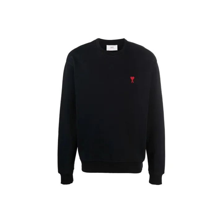 AMI AMIPARIS Black Sweatshirt with Red Heart Embroidery 0079 Size US L / EU 52-54 / 3 - 1 Thumbnail