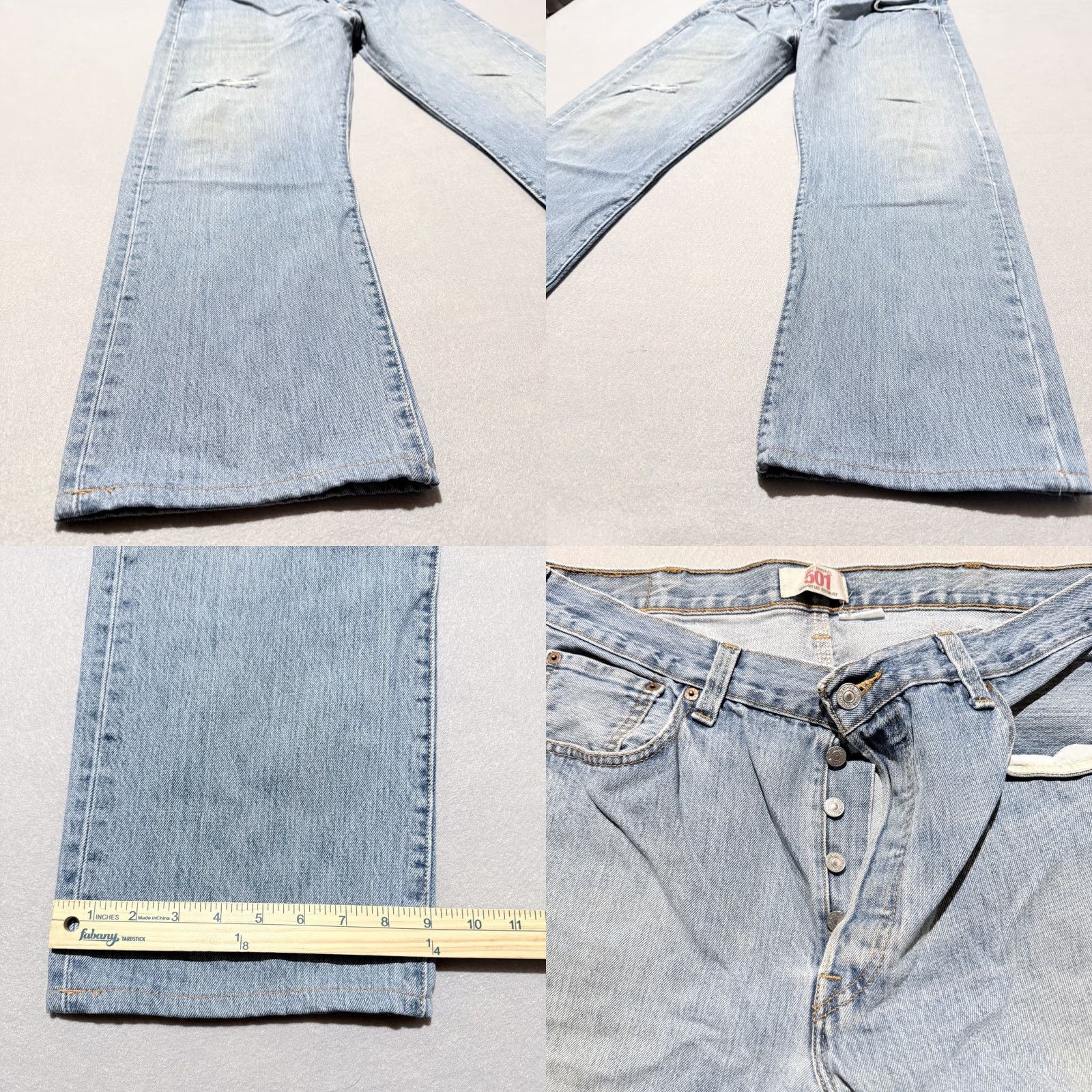Levi's Levi's 501 Jeans Blue Denim Distressed Straight Button Fly - 38x32 Men Regular Vintage No 501 Series Size US 38 / EU 54 - 8 Thumbnail