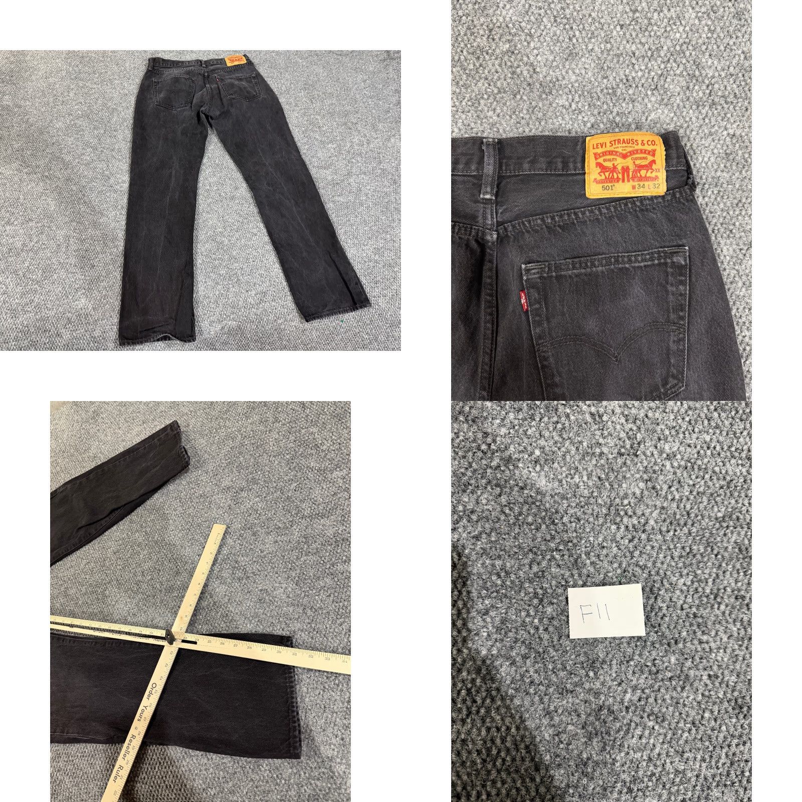 Levi's VINTAGE? No. Wait: Levis 501 Jeans Mens 34x32 black button fly denim straight classic. Size US 34 / EU 50 - 8 Thumbnail