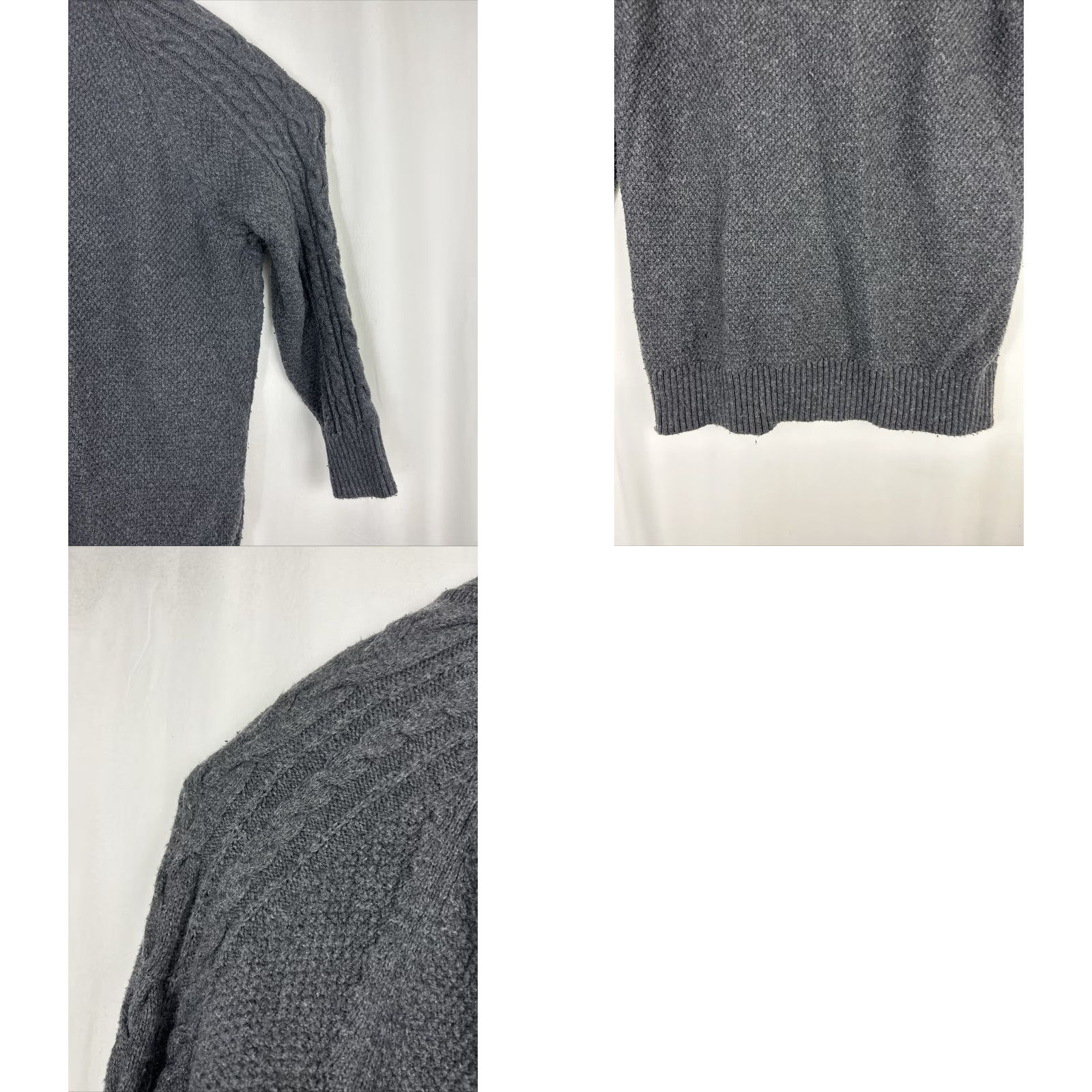 Gap Gap Cardigan Women Knit Wool Blend Open Front Cable-Knit Charcoal Gray Long Sleeve Medium Fall Winter Relaxed Casual Size M / US 6-8 / IT 42-44 - 9 Thumbnail