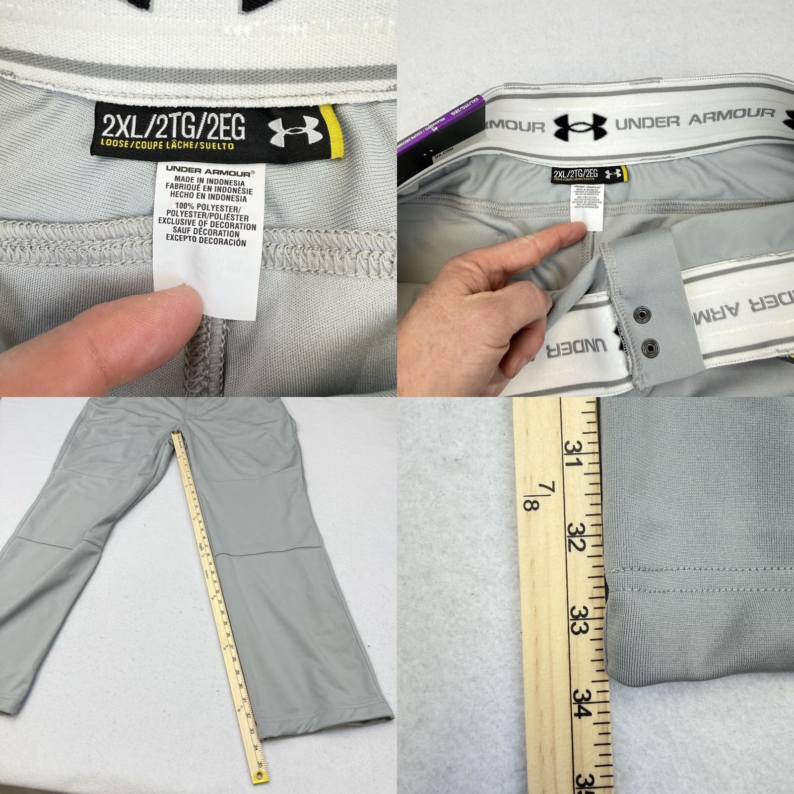 Under Armour Under Armour Pants Mens 2XL Gray HeatGear Baseball Relaxed Fit Stretch Athletic Pants Size US 39 - 8 Thumbnail