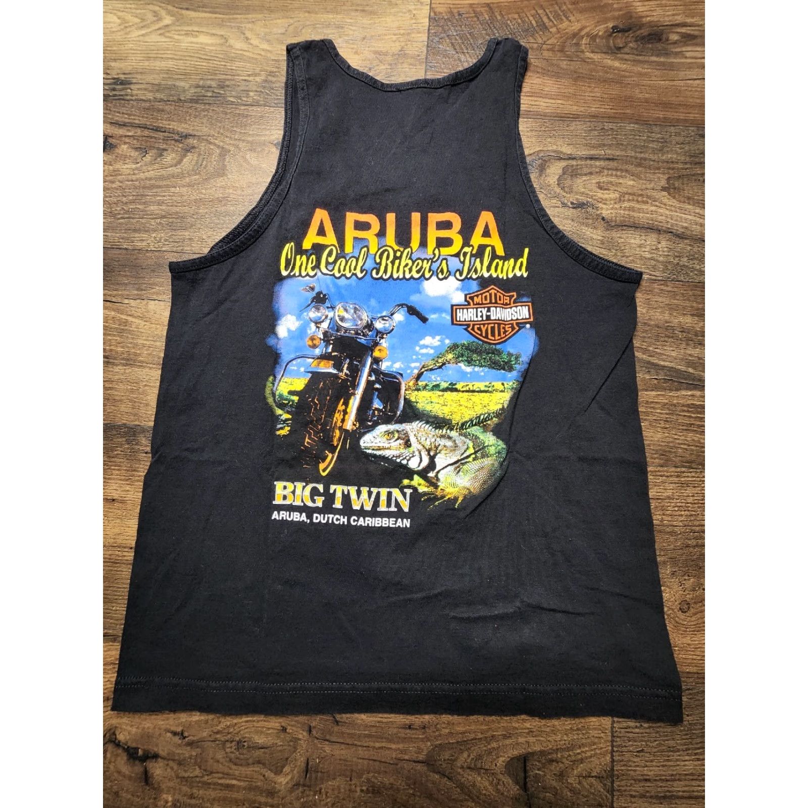 Harley Davidson VINTAGE Harley Davidson Tank Top T Shirt Mens M ARUBA DUTCH CARIBBEAN Iguana Black Size US M / EU 48-50 / 2 - 2 Thumbnail