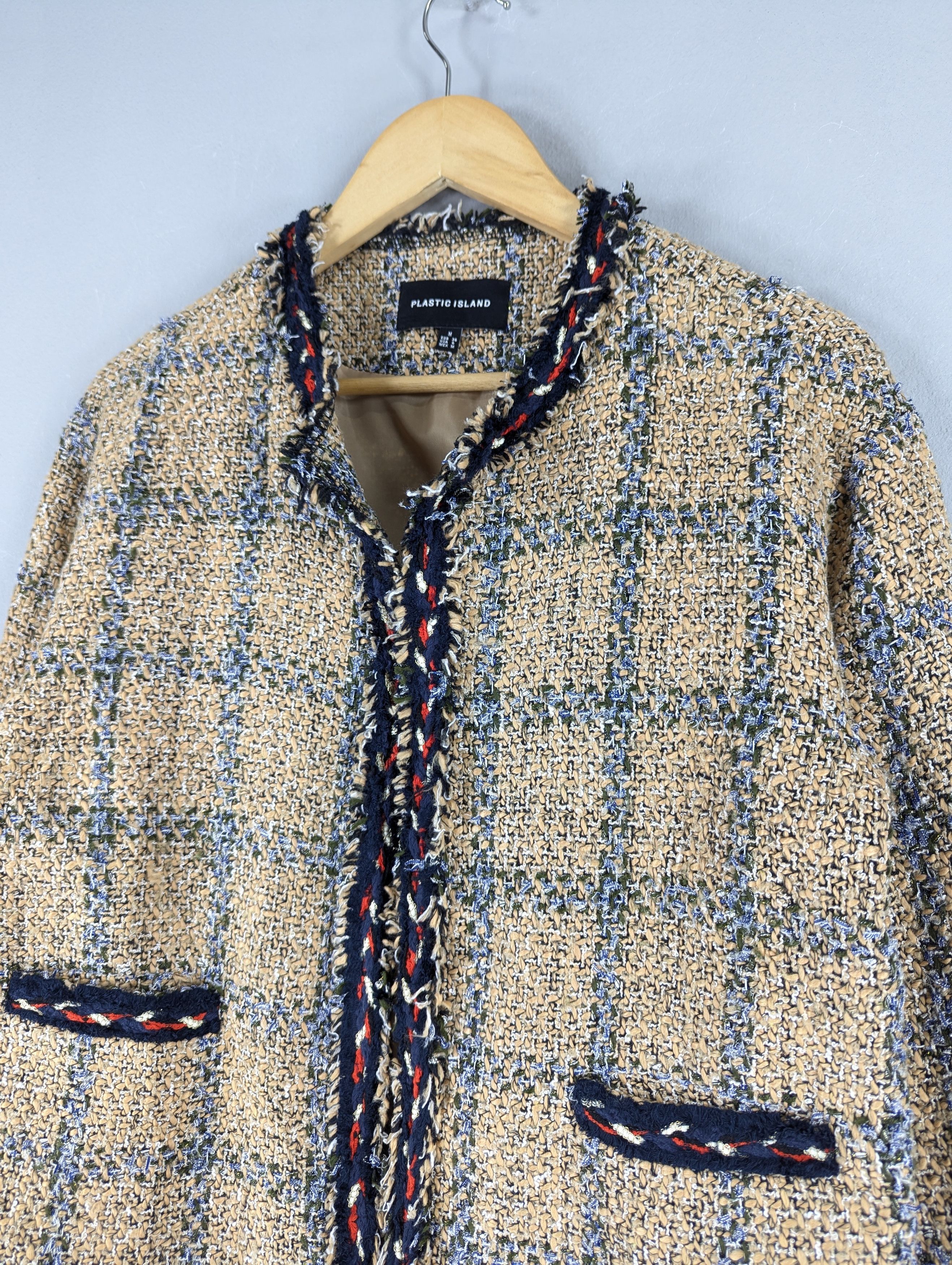 Designer Plastic Island Multicolor Tweed Cropped Jacket Size M / US 6-8 / IT 42-44 - 4 Thumbnail
