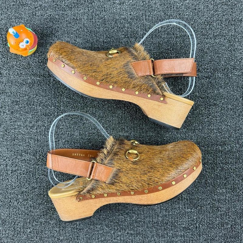 Gucci Gucci Brown Fur-Clad High Heel Clogs - Size US 8.5 / EU 41-42 - 4 Thumbnail