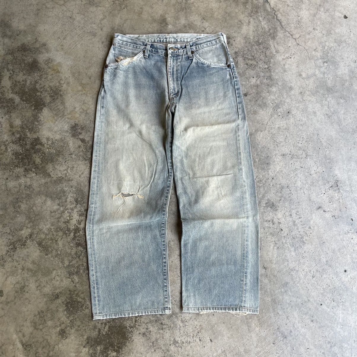 Wrangler 🔥Vintage 80s Wrangler Stoned Washed Ripped Distress Jeans Size US 32 / EU 48 - 1 Thumbnail
