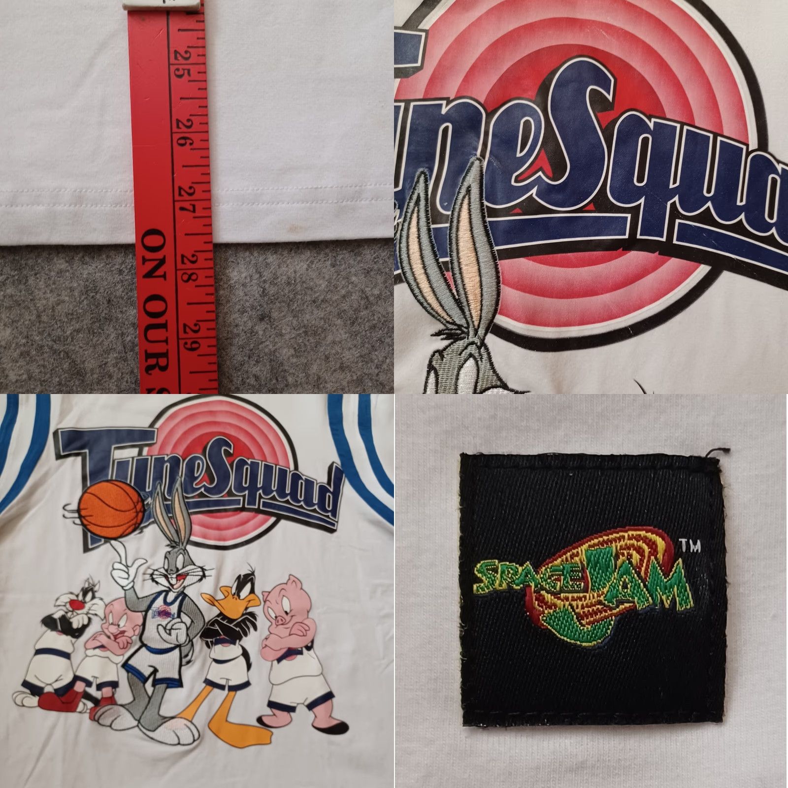 Vintage Space Jam Mens T Shirt Medium White Original Tune Squad Logo Short Sleeve Size US M / EU 48-50 / 2 - 8 Thumbnail