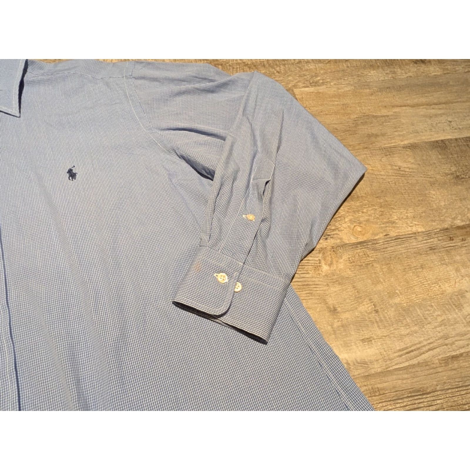 Polo Ralph Lauren VINTAGE Polo Ralph Lauren Shirt Andrew Blue Long Sleeve Button-Down Men XL Check Cotton 34/35 Mens Size US XL / EU 56 / 4 - 3 Thumbnail