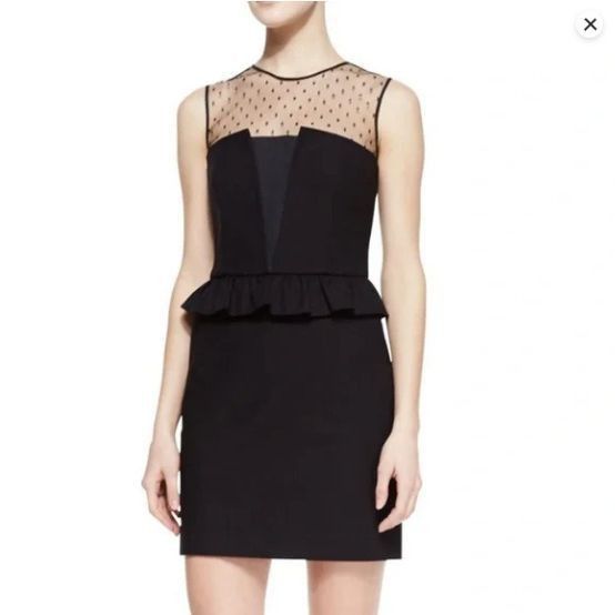 image of Red Valentino Cotton, Faille, And Point D'esprit Peplum Dres in Black, Women's (Size Small)