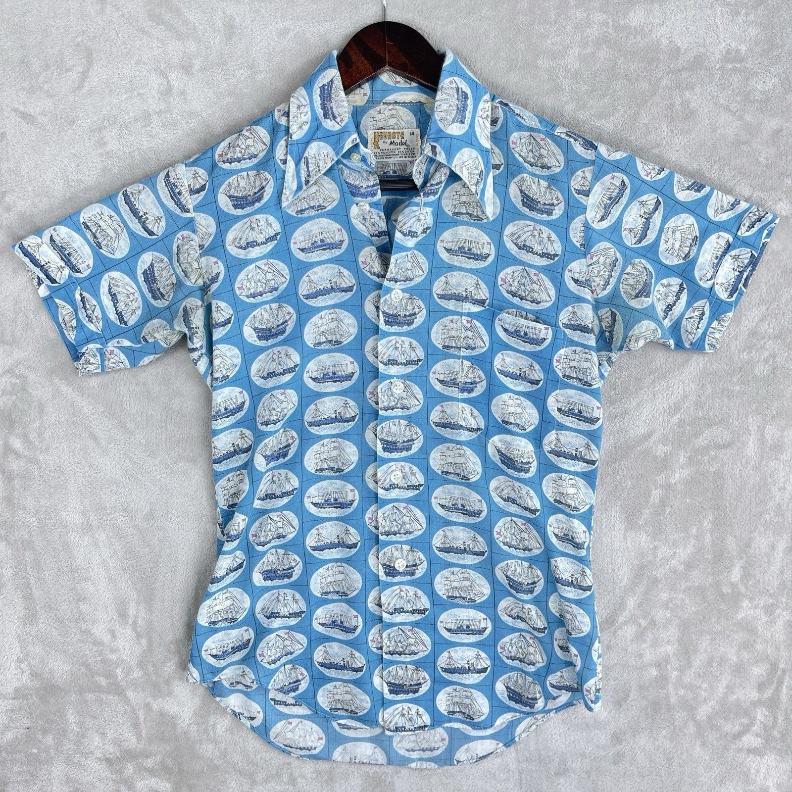 Other Vintage 70s Keynote By Model Shirt Ship AOP Dagger Collar Size US S / EU 44-46 / 1 - 2 Thumbnail
