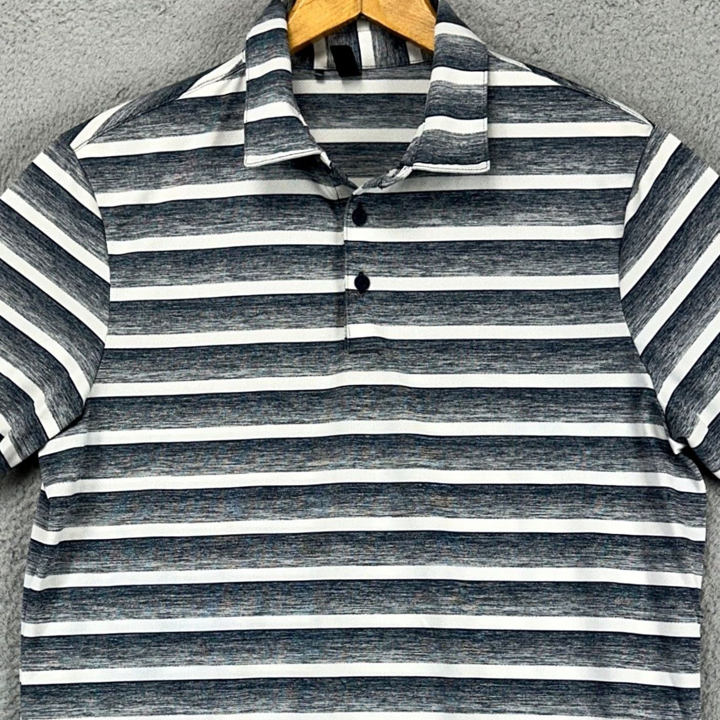 Adidas Adidas Golf Polo Shirt Mens Large Gray White Stripe Short Sleeve Logo Rugby Performance Size US L / EU 52-54 / 3 - 2 Thumbnail