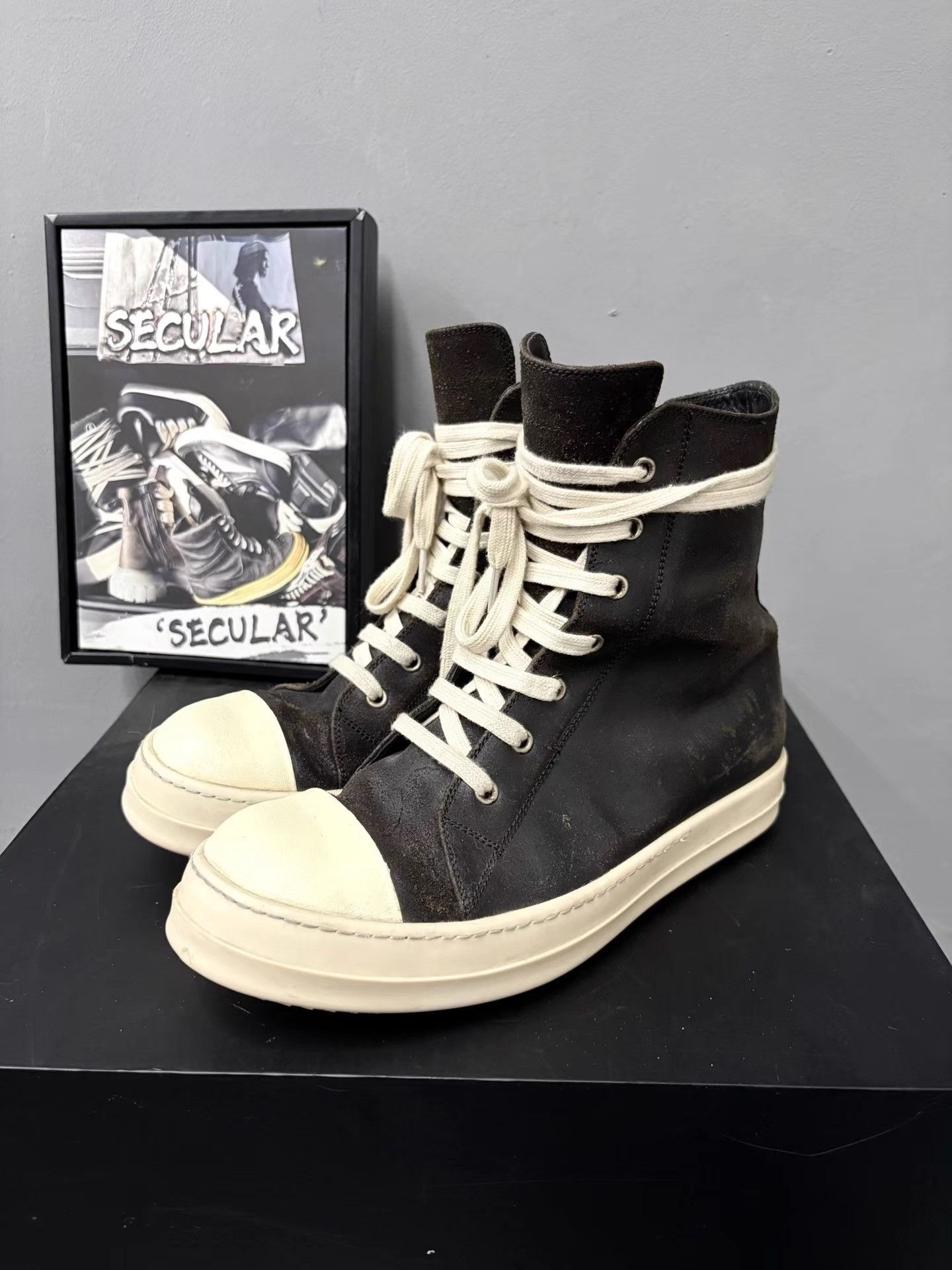 Rick Owens Rick Owens High Matte Black White Ramones K34 Size US 9.5 / EU 42-43 - 1 Thumbnail