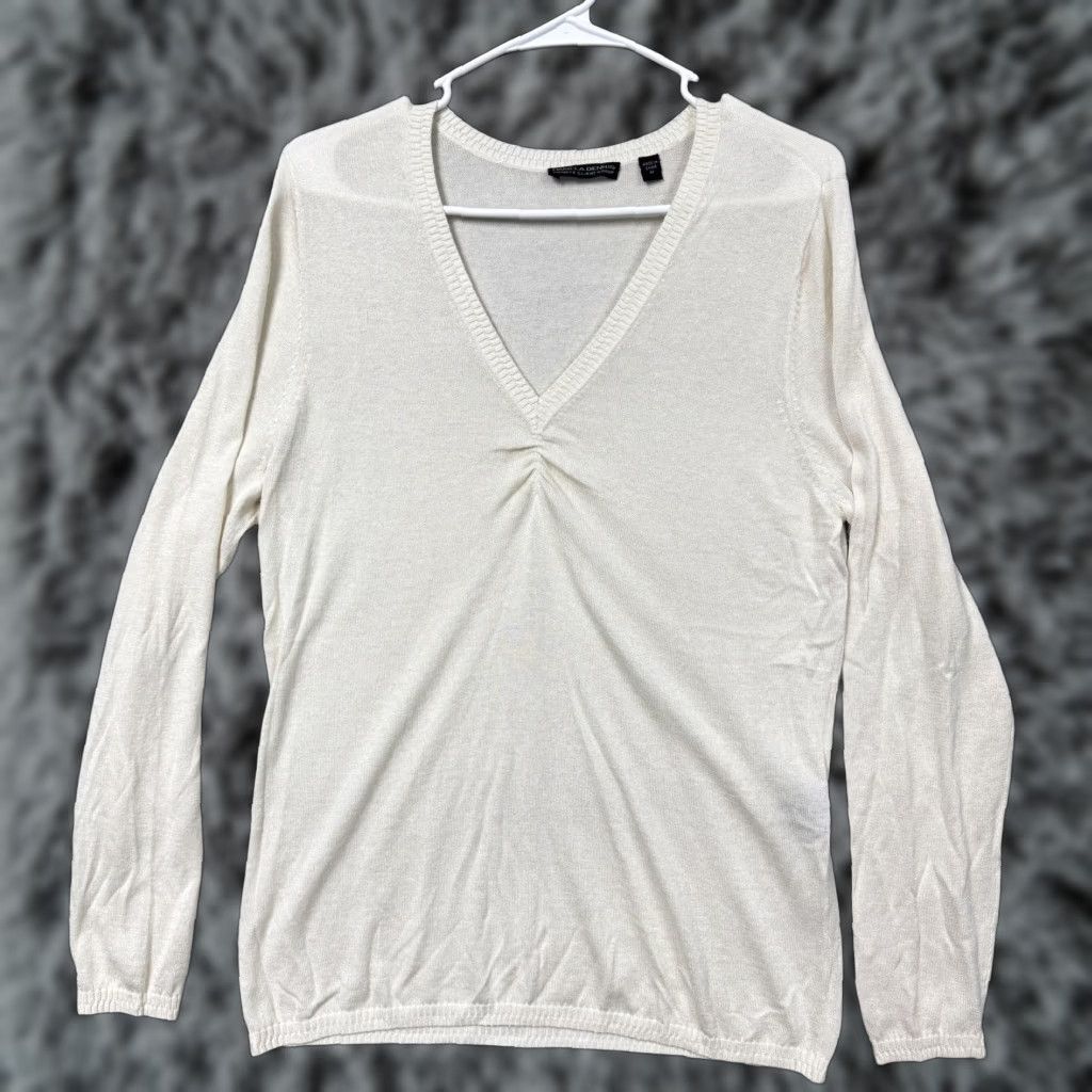 Vintage VINTAGE Pamela Dennis Sweater M Silk Cashmere Quiet Luxury Old Money Office Womens White V-Neck Pullover Knit Lightweight Size M / US 6-8 / IT 42-44 - 1 Thumbnail