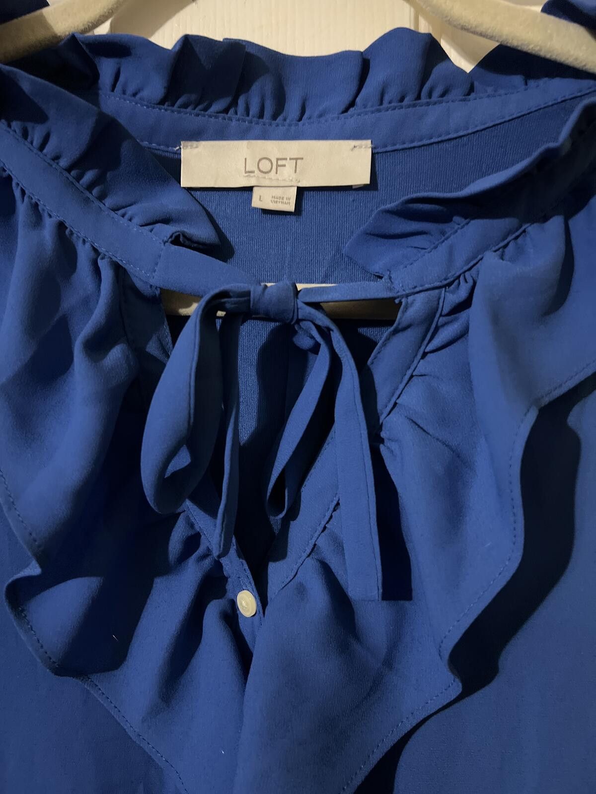 Other LOFT Royal Blue Sleeveless Ruffle Blouse Size Large Size L / US 10 / IT 46 - 3 Thumbnail