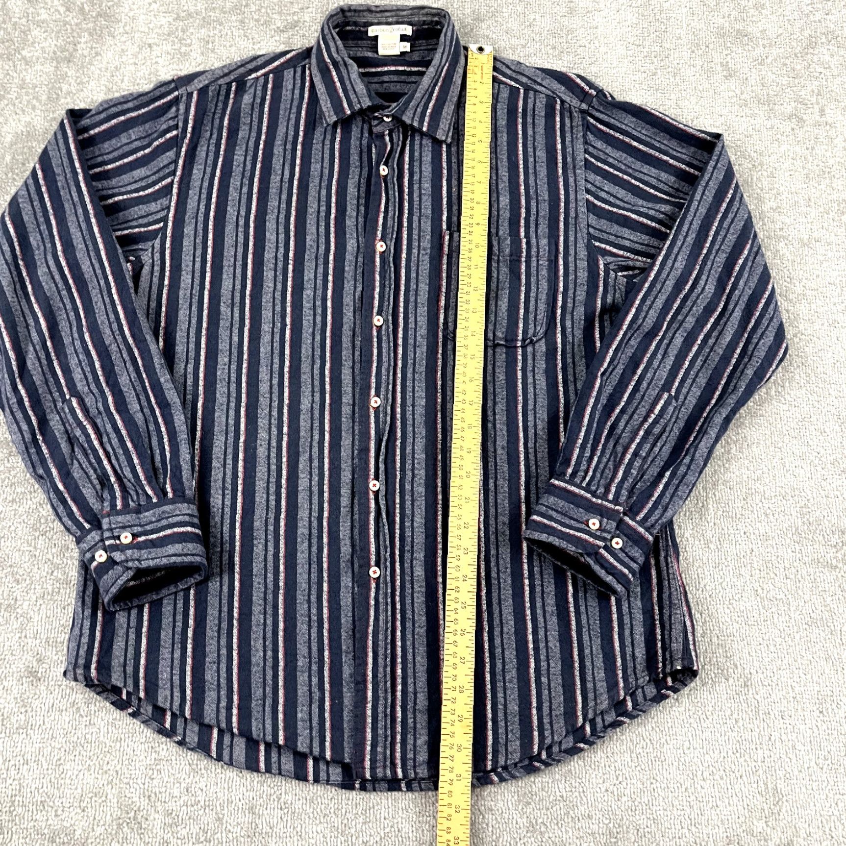 Carbon2Cobalt CARBON 2 COBALT Shirt Men Medium Gray Blue Striped Flannel Button Up Long Sleeve Size US M / EU 48-50 / 2 - 3 Thumbnail