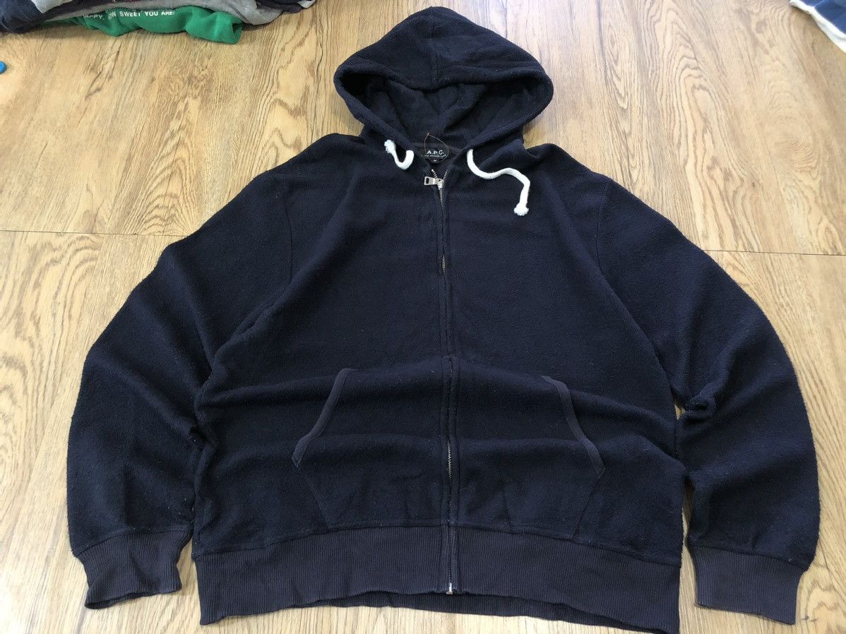 image of A P C Japan Fleece Hoodie in Blue, Men's (Size Medium)