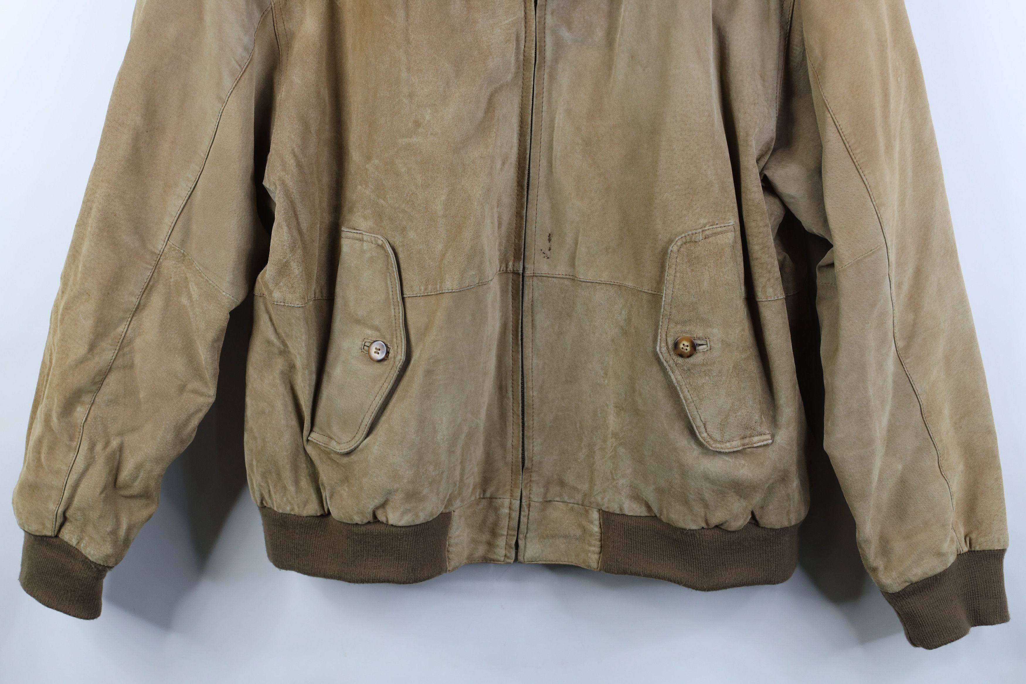 Vintage Vintage 90s Streetwear Suede Leather Cafe Bomber Jacket Size US L / EU 52-54 / 3 - 3 Thumbnail