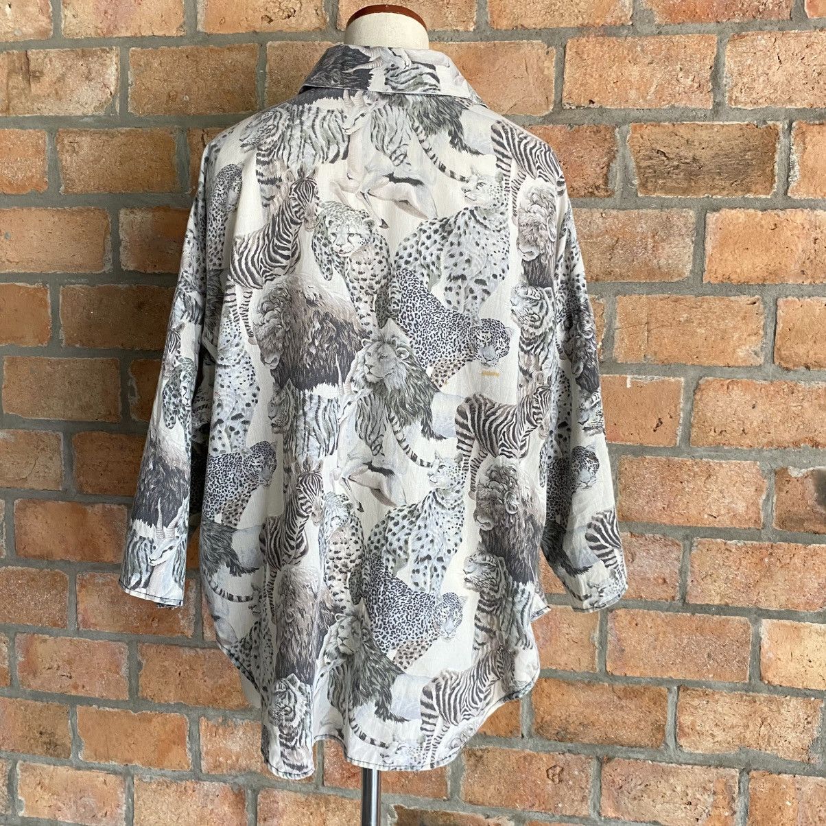 Vintage HOT STUFF Gray Safari Animal Print Shirt Size XL / US 12-14 / IT 48-50 - 15 Thumbnail