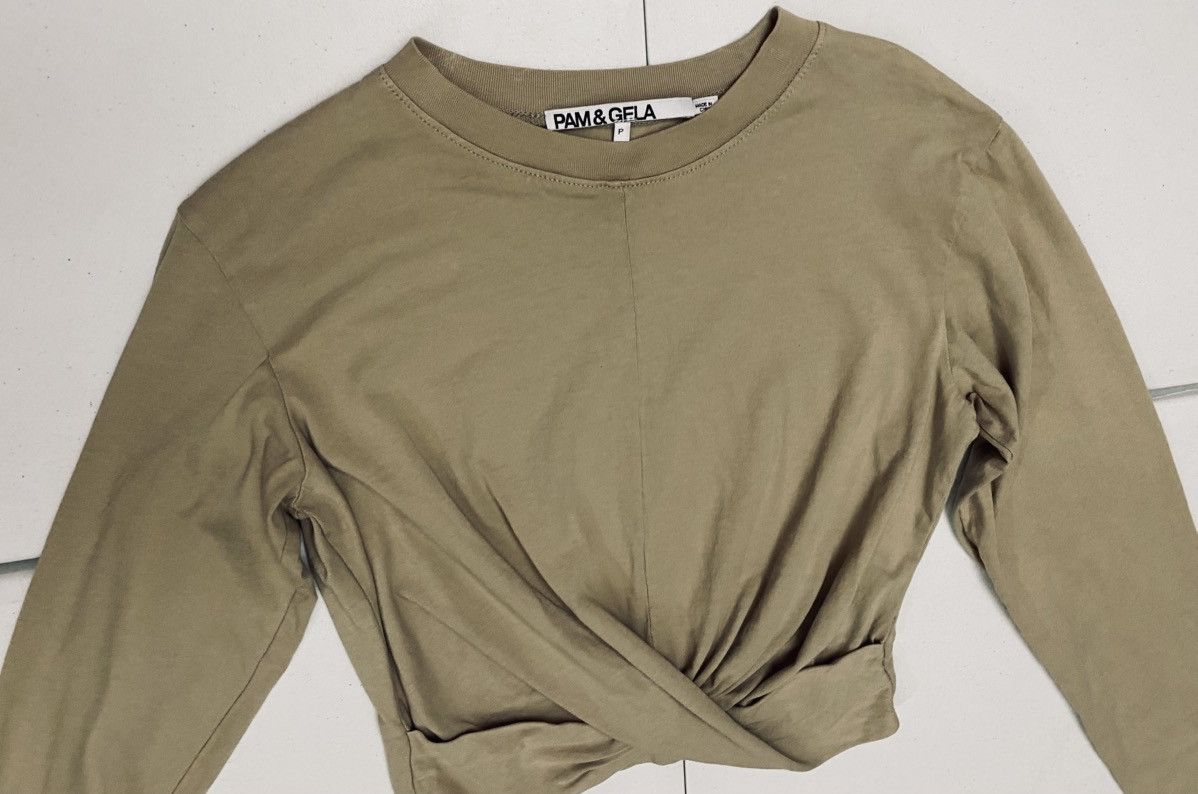 Pam & Gela PAM & GELA Twist Front Combed Cotton Long Sleeve Tee S/P VGC Size S / US 4 / IT 40 - 6 Thumbnail
