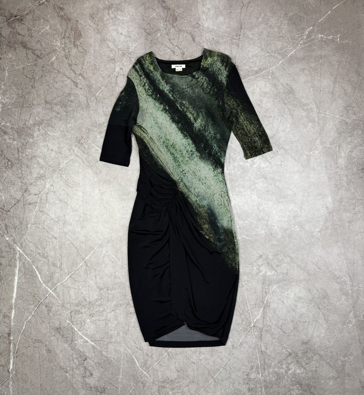 Helmut Lang HELMUT LANG Vintage Abstract Dune Print Ruched Drape Dress Size S / US 4 / IT 40 - 1 Thumbnail