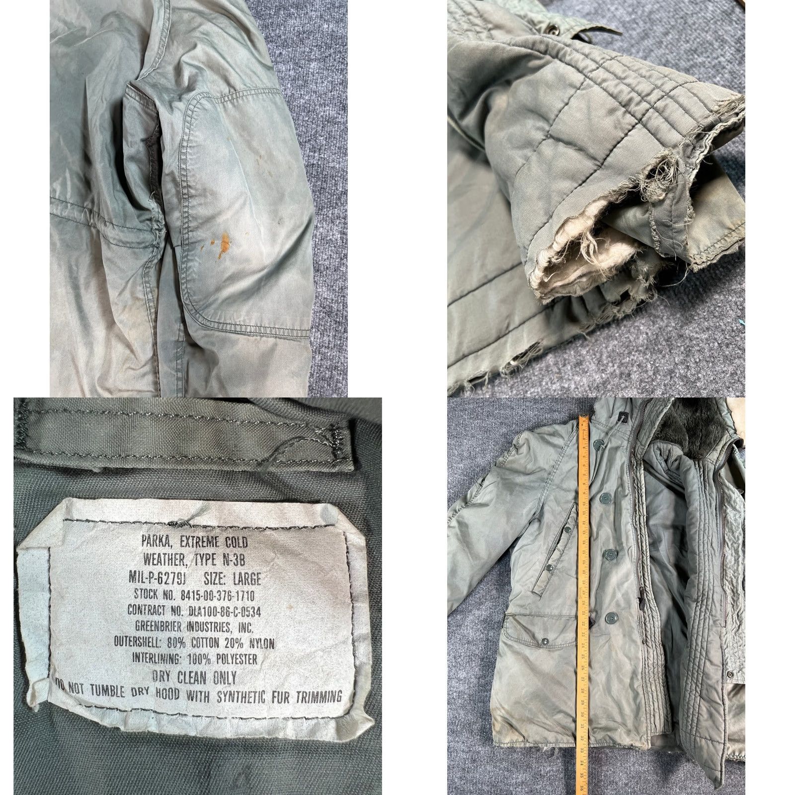 Industrie VINTAGE Greenbrier Industries N-3B Parka Mens Large Green Military Coat Size US L / EU 52-54 / 3 - 8 Thumbnail