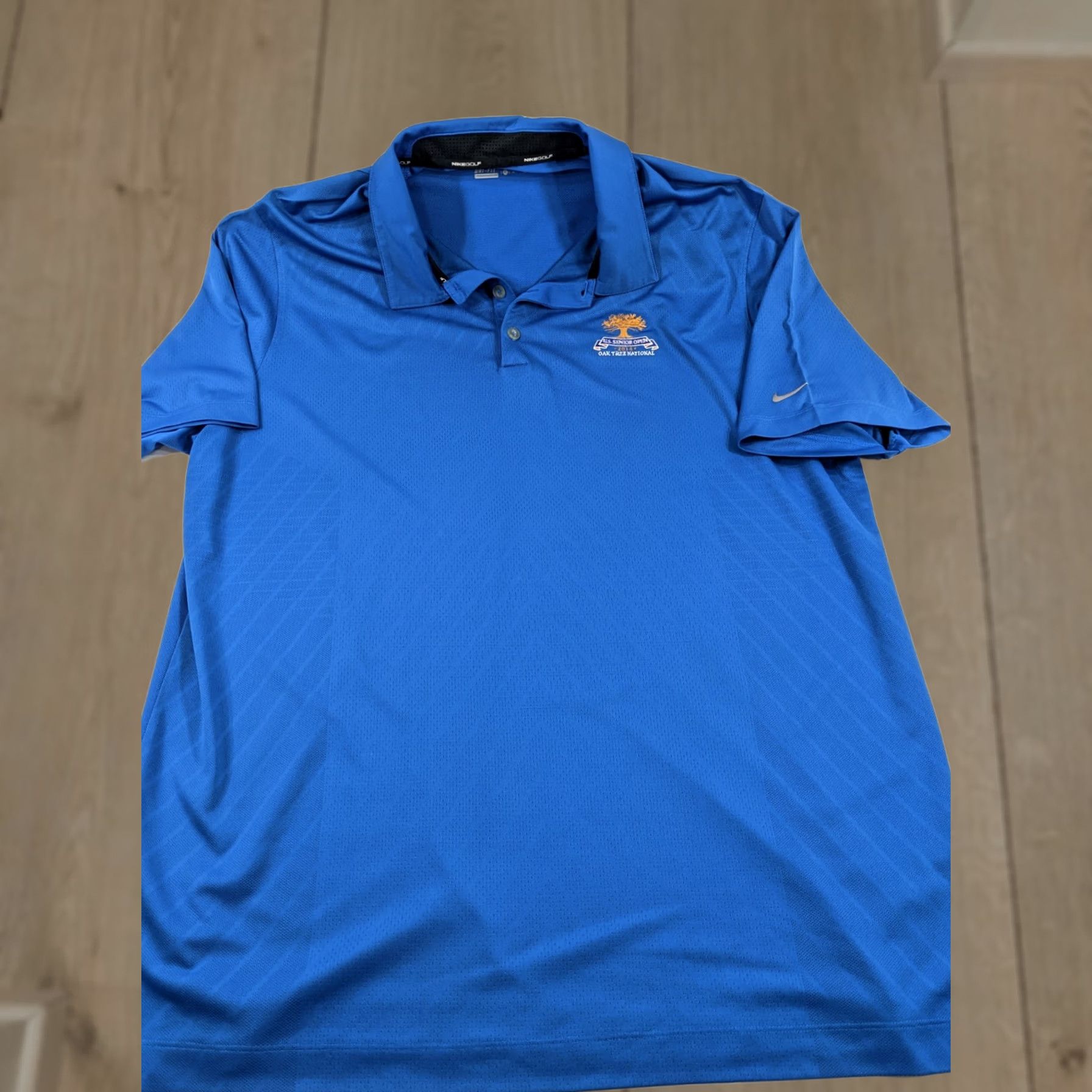 Nike Nike Golf Short Sleeve Polo Shirt XL Blue Exc Mens Spread Collar Button-Up Casual Accessories Logo Oak Tree National Size US XL / EU 56 / 4 - 1 Thumbnail