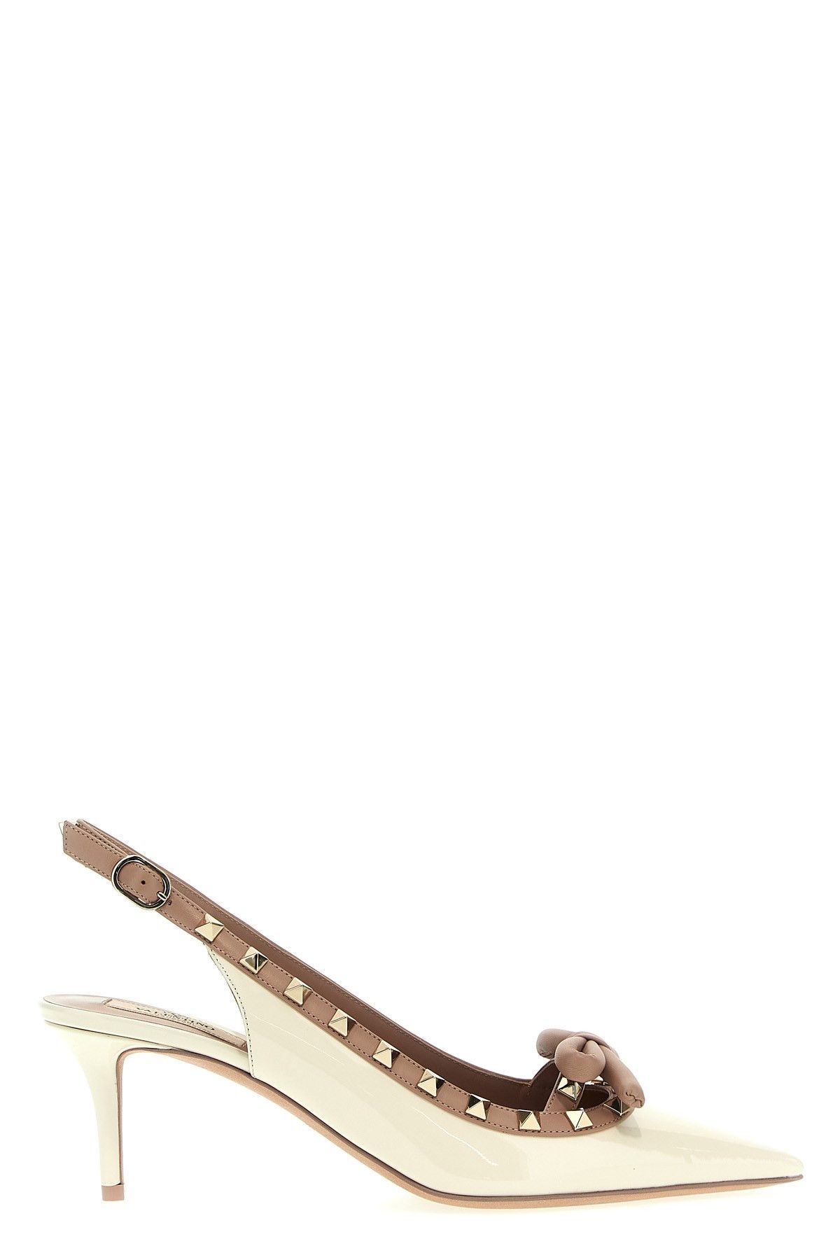 image of Valentino Garavani 'rockstud Bow' Pumps Shoes in Beige, Women's (Size 7)