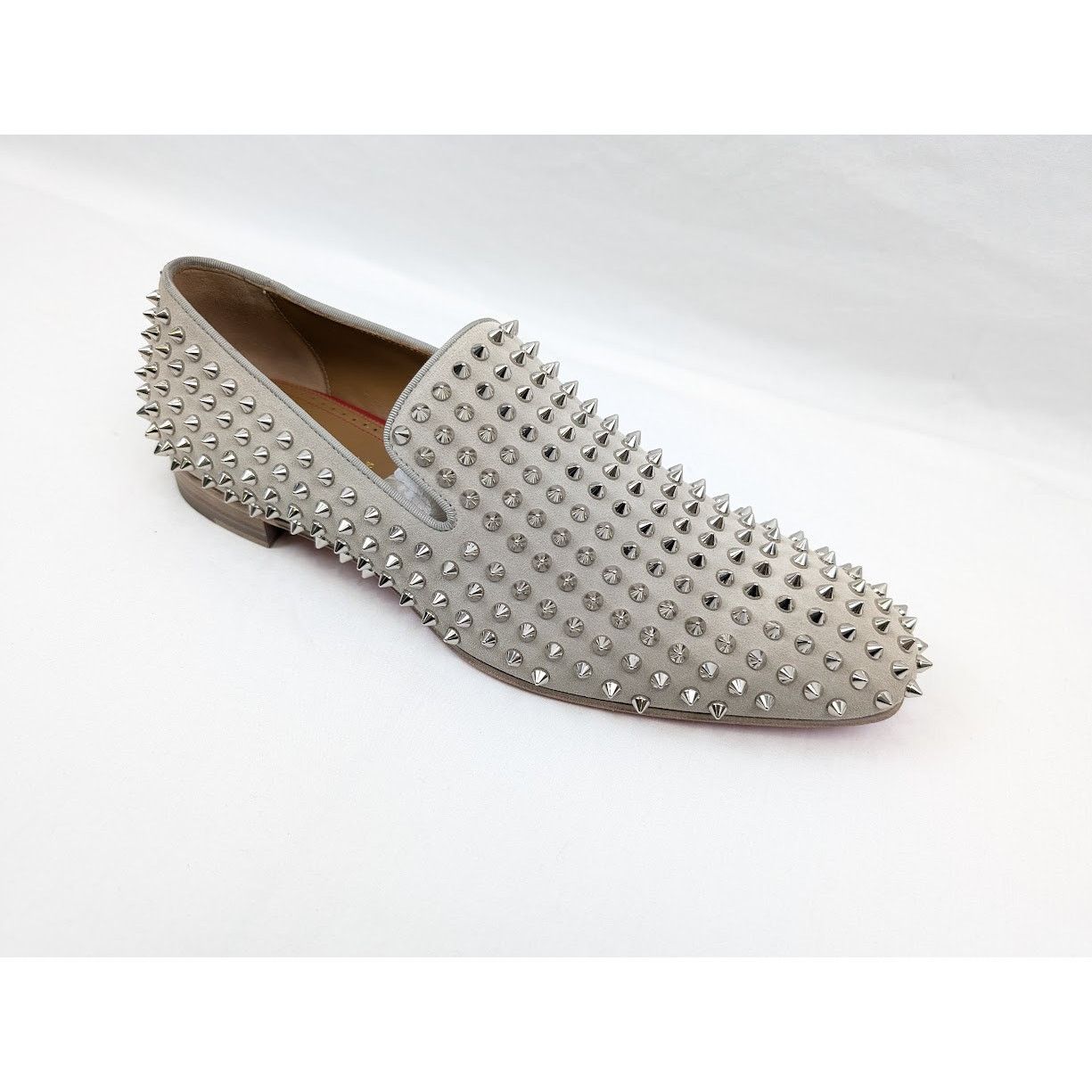 Christian Louboutin o1rshd1 Crosta Dandelion Spikes Flat Shoes in Goose/Silver Size US 12 / EU 45 - 3 Thumbnail
