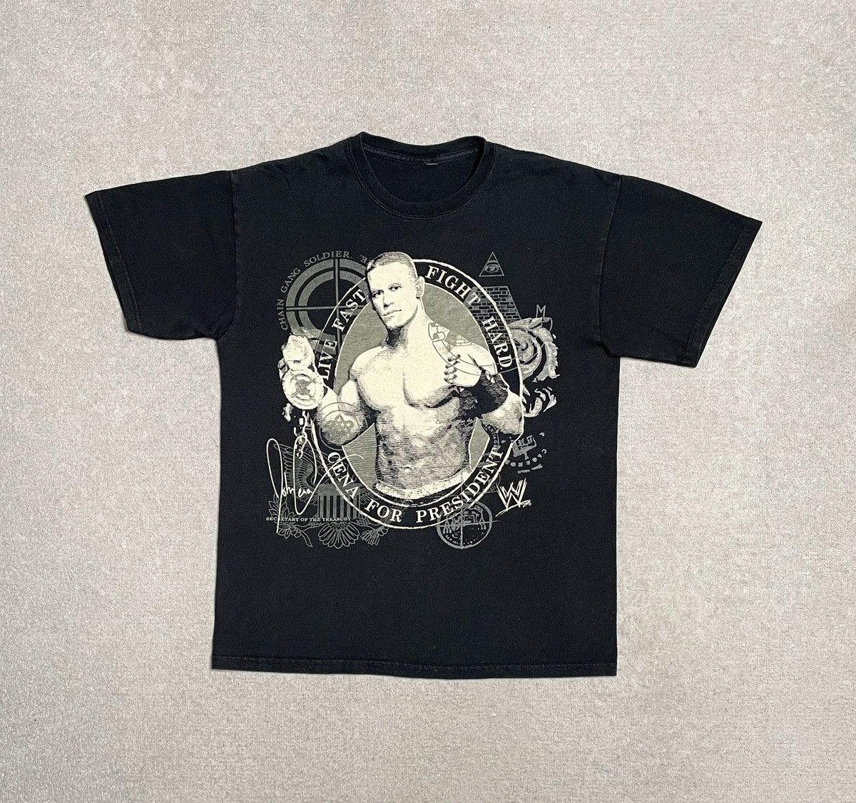 WWE Vintage Black T-Shirt Tee John Cena President WWE WWF Size US M / EU 48-50 / 2 - 1 Thumbnail