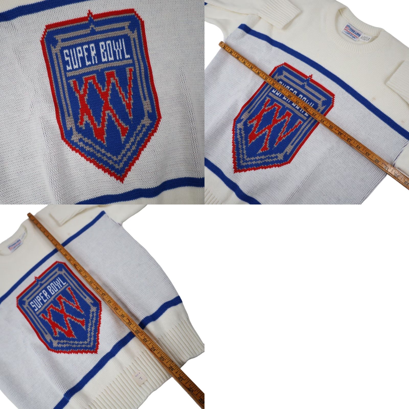 NFL VINTAGE NFL Cliff Engle Super Bowl XXV Mens Large Knit Sweater White Size US L / EU 52-54 / 3 - 8 Thumbnail